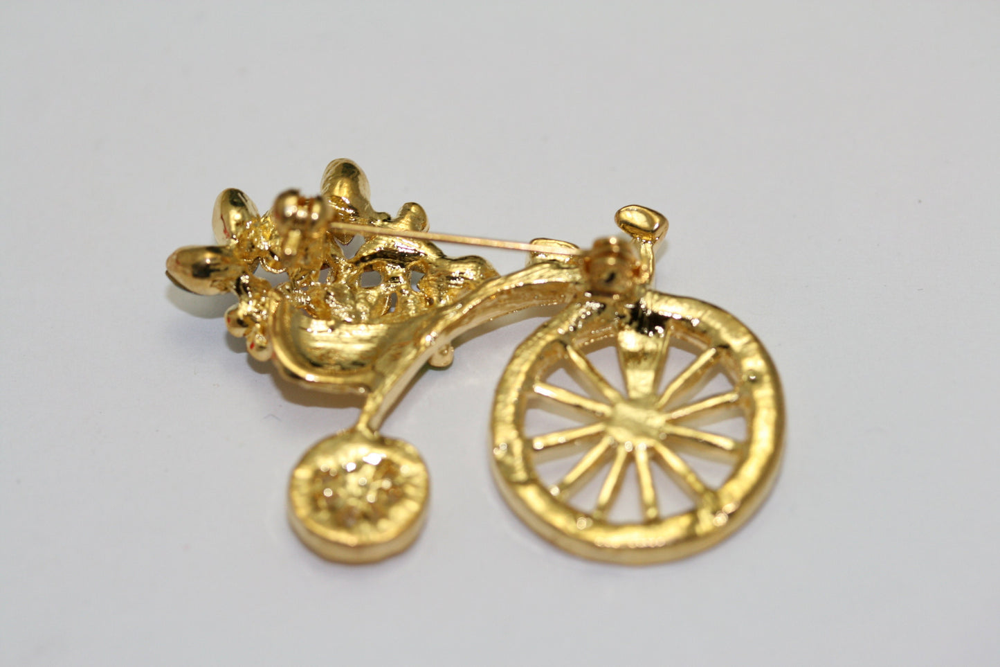 Flower Basket Crystal Bicycle Pin Brooch