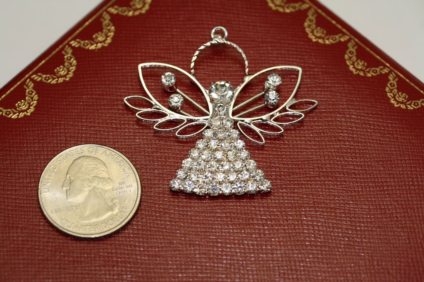 Silver Clear Rhinestone Angel Pendant, X-mas, Wedding, Anniversary Gift Deceleration and More