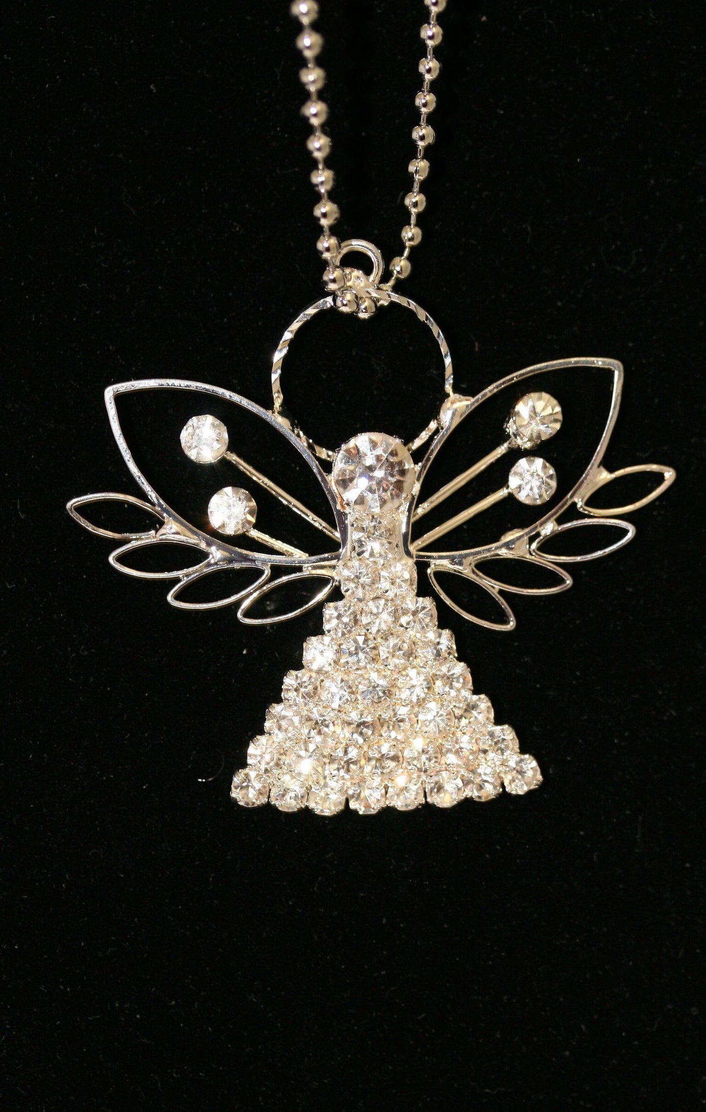Silver Clear Rhinestone Angel Pendant, X-mas, Wedding, Anniversary Gift Deceleration and More