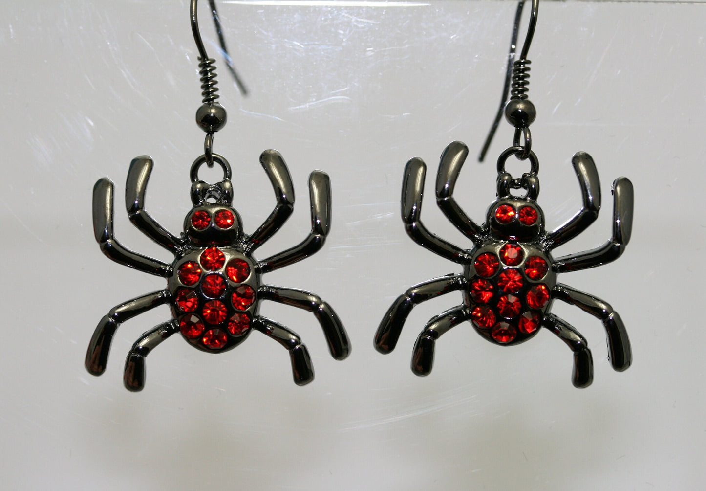 Rhinestone Red Spider Dangle French Drop Earrings Insect Animal Halloween Jewelry Gift