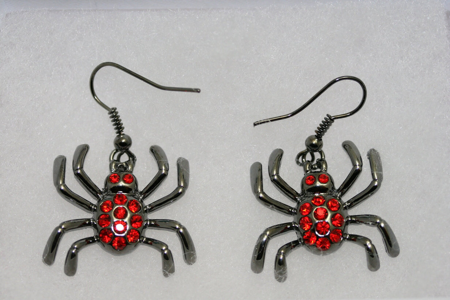 Rhinestone Red Spider Dangle French Drop Earrings Insect Animal Halloween Jewelry Gift