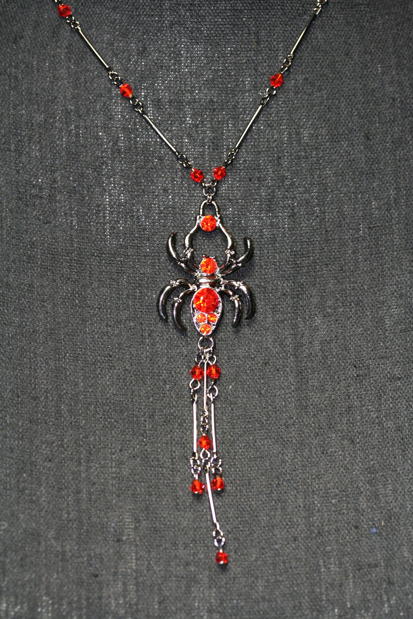 Halloween Spider Necklace Big Black Orange Crystal Spider Pendant Halloween Party Costume Accessories Necklace