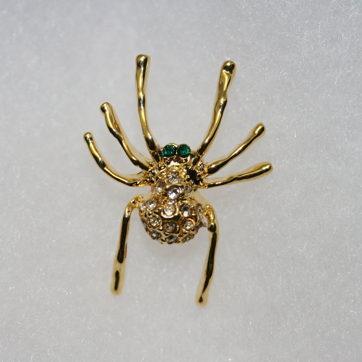 Halloween Spider tack pin , Rhinestones pave and gold tone insect Brooch Pin