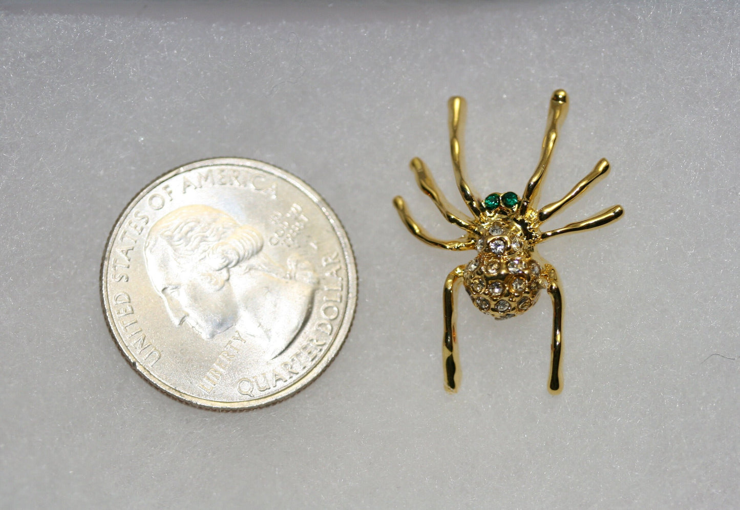 Halloween Spider tack pin , Rhinestones pave and gold tone insect Brooch Pin