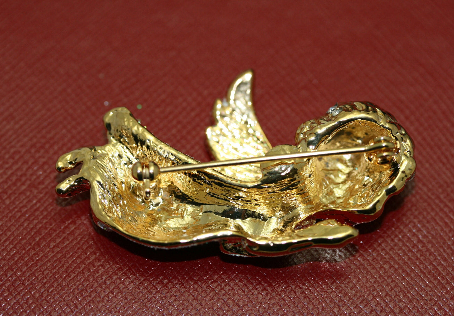 Gold Angel Brooch Pin, Rhinestone Angel with Halo Glitter White Dress Wings Brooch Pin, Costume Jewelry