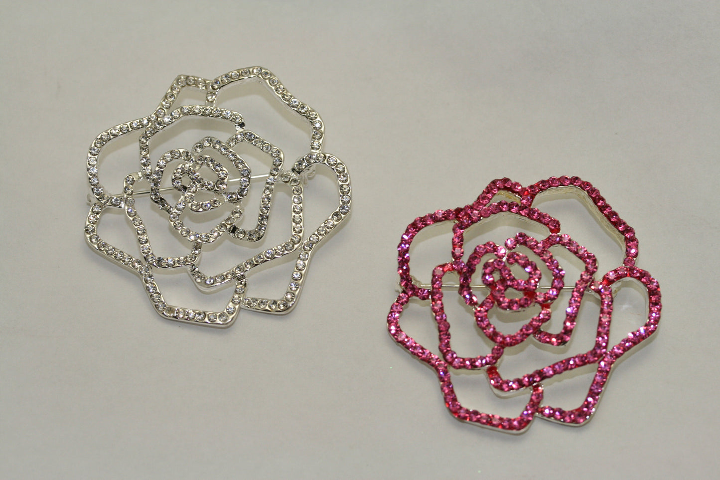 Sparkling Rhinestone Rose Brooch Pin Open Pave Crystal Bridal Bling, Flower Rose Pin Brooch