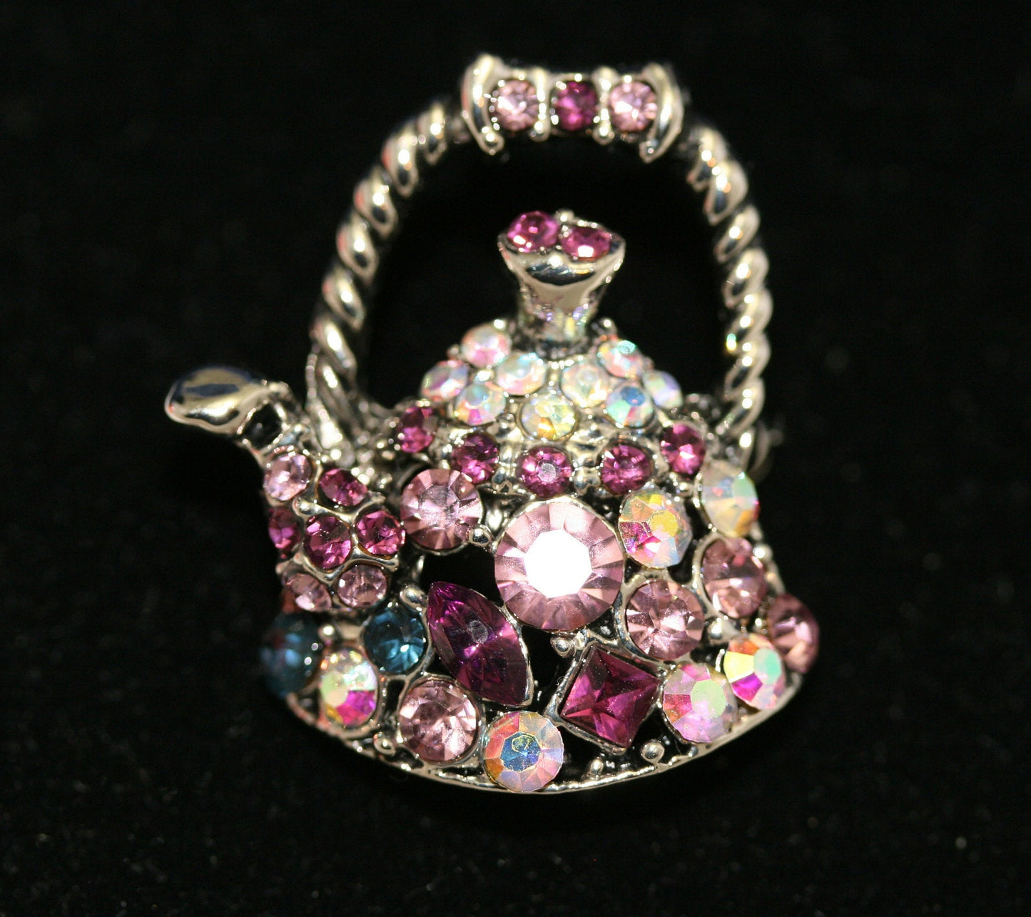 Rhinestone Teapot Brooches For Women Vintage Creative Design Pin Available Fashion Jewelry