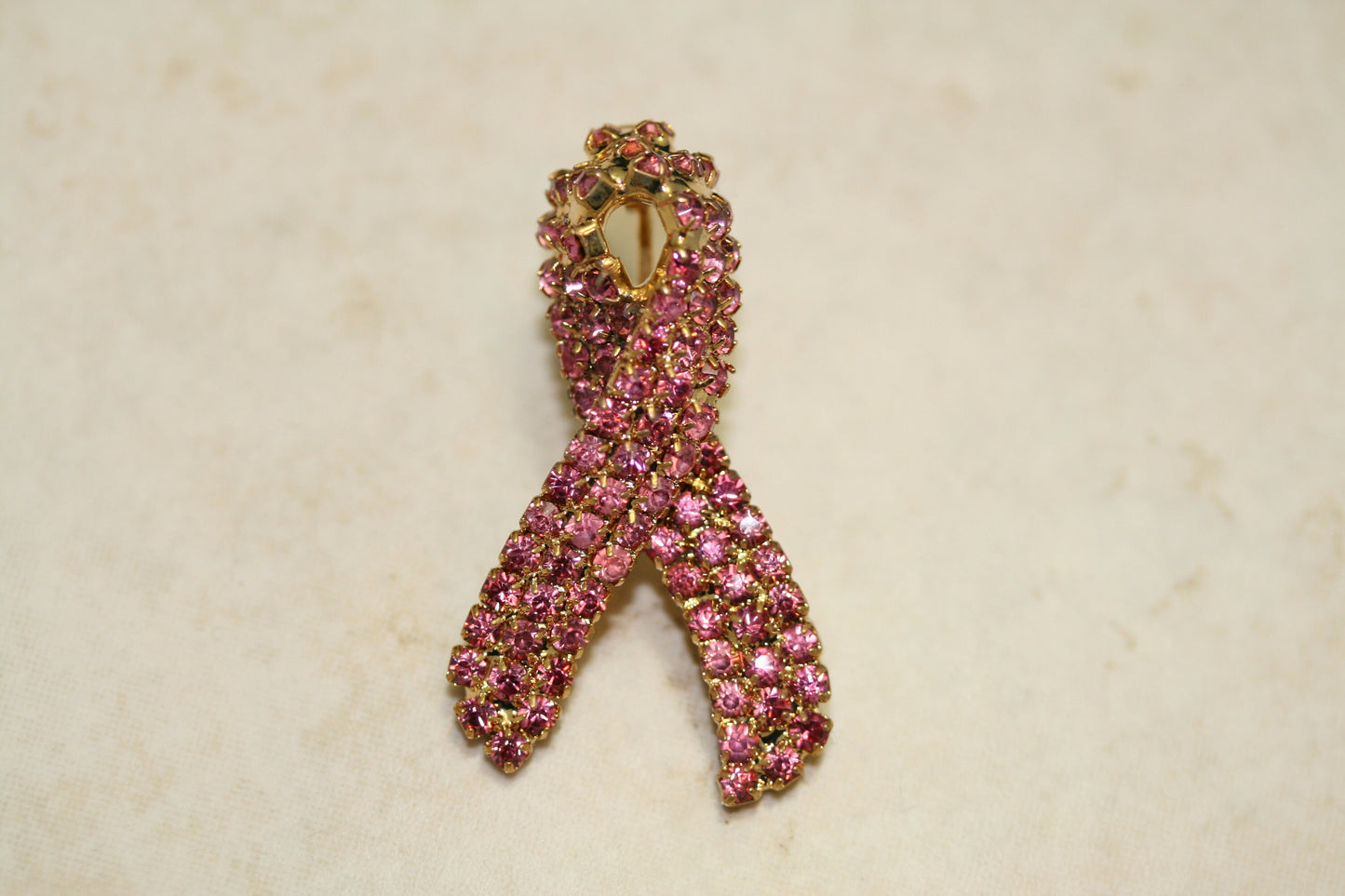 Breast Cancer Brooch, Pink Rhinestone Crystal Awareness Ribbon Pin Brooch