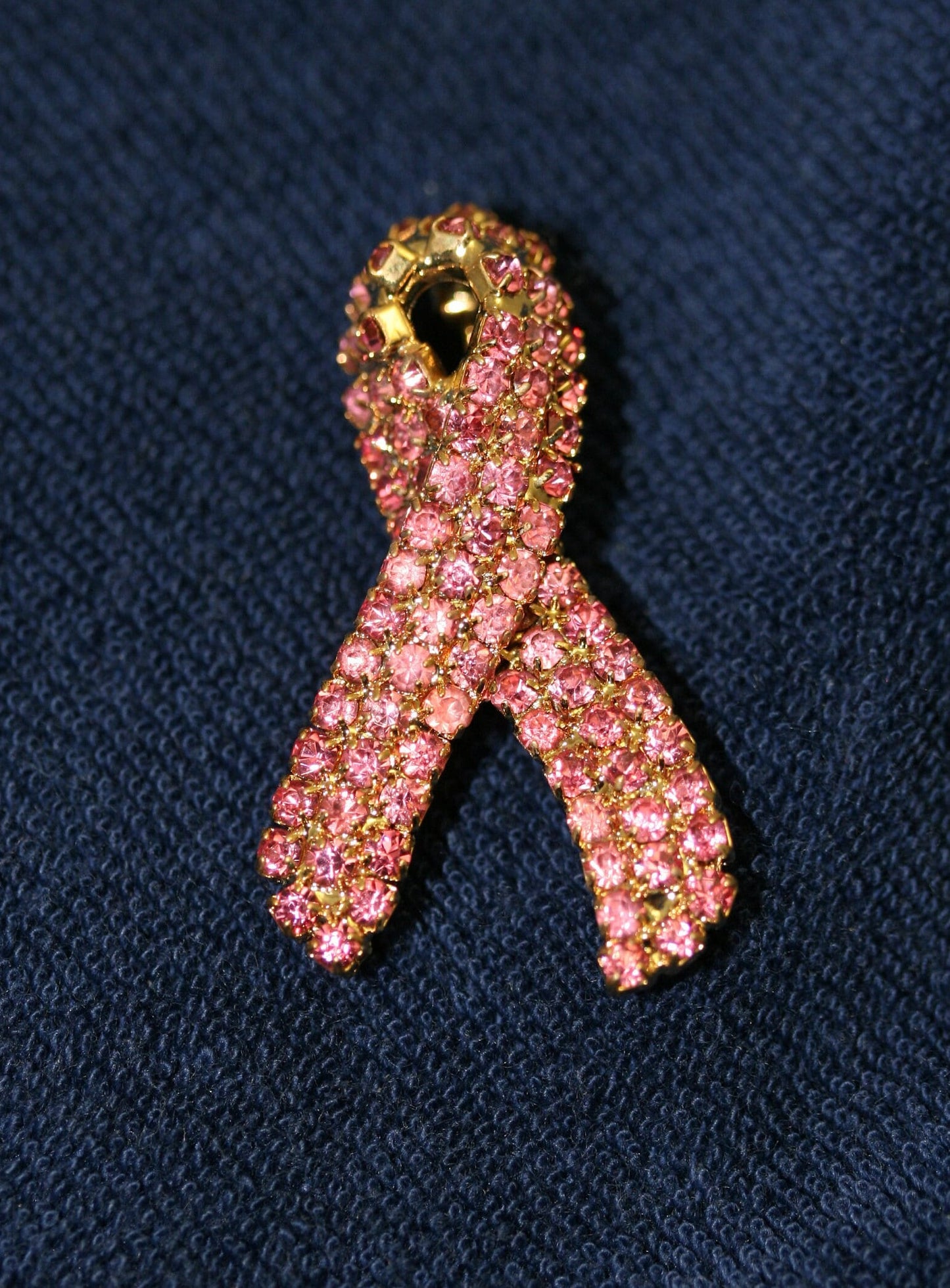 Breast Cancer Brooch, Pink Rhinestone Crystal Awareness Ribbon Pin Brooch