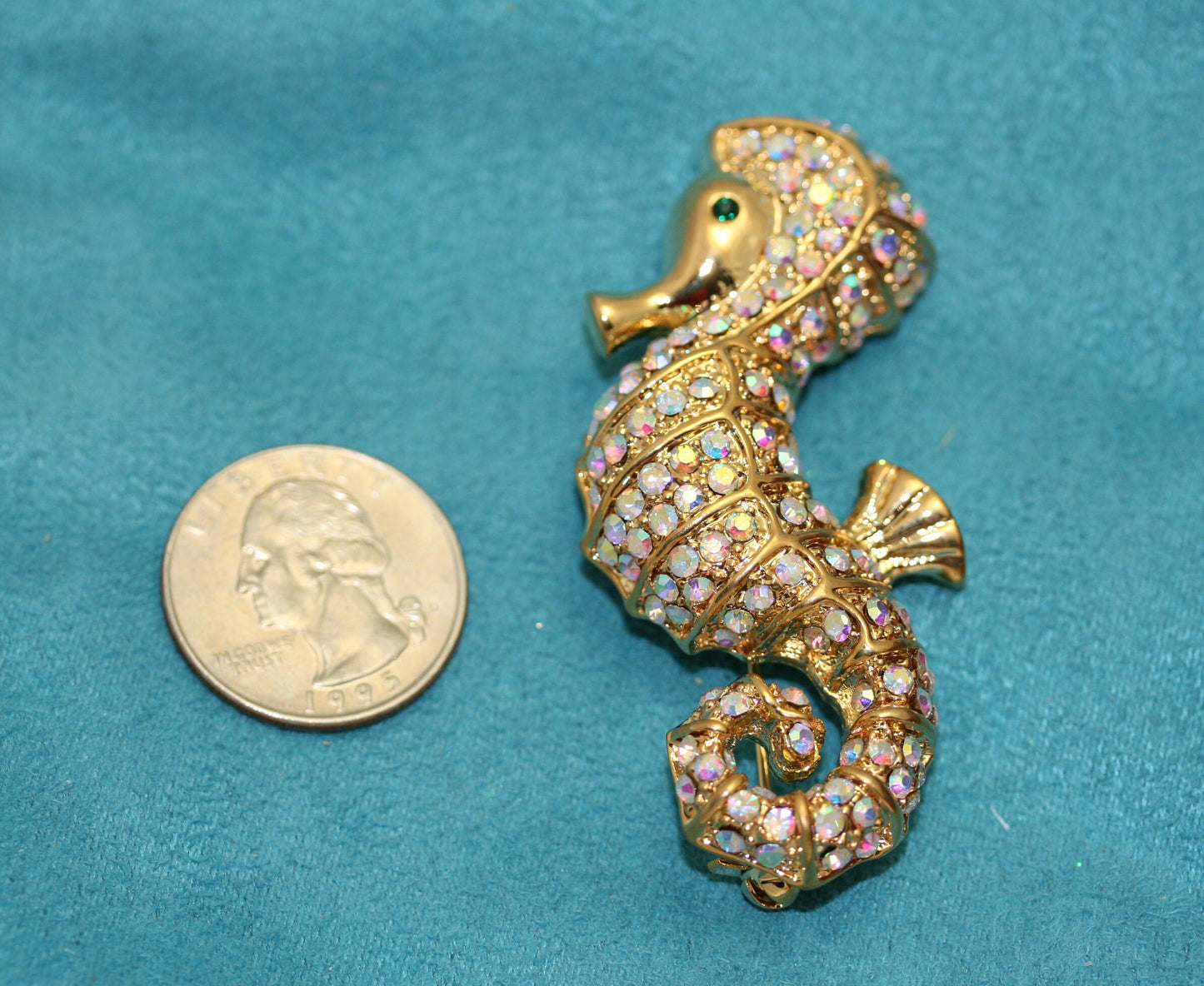 Vintage Seahorse Brooches Crystal Rhinestones Brooch Pin Jewelry Accessories