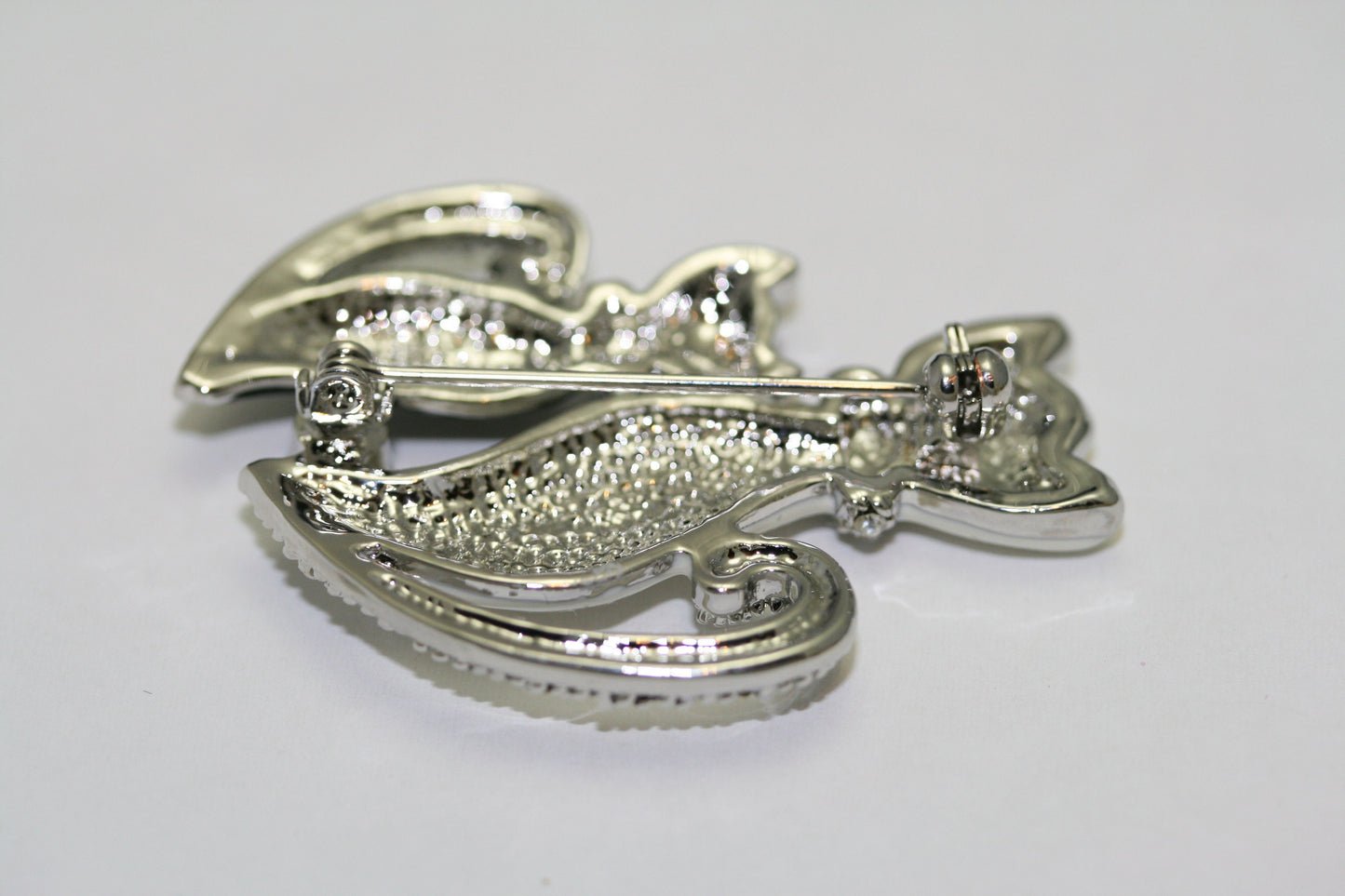 Black And White Two Cute Sitting Cat Kitten Kitty Brooch Pin for Women, Rhinestone Animal Jewelry