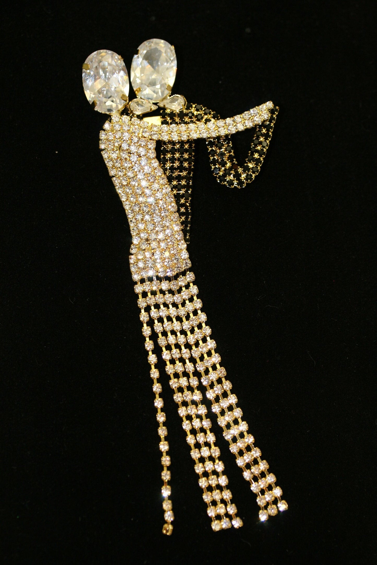 Ballroom Dancers Pin CZECH-style Rhinestones Dancing Couple Dancers Brooch Waltzing Art Deco
