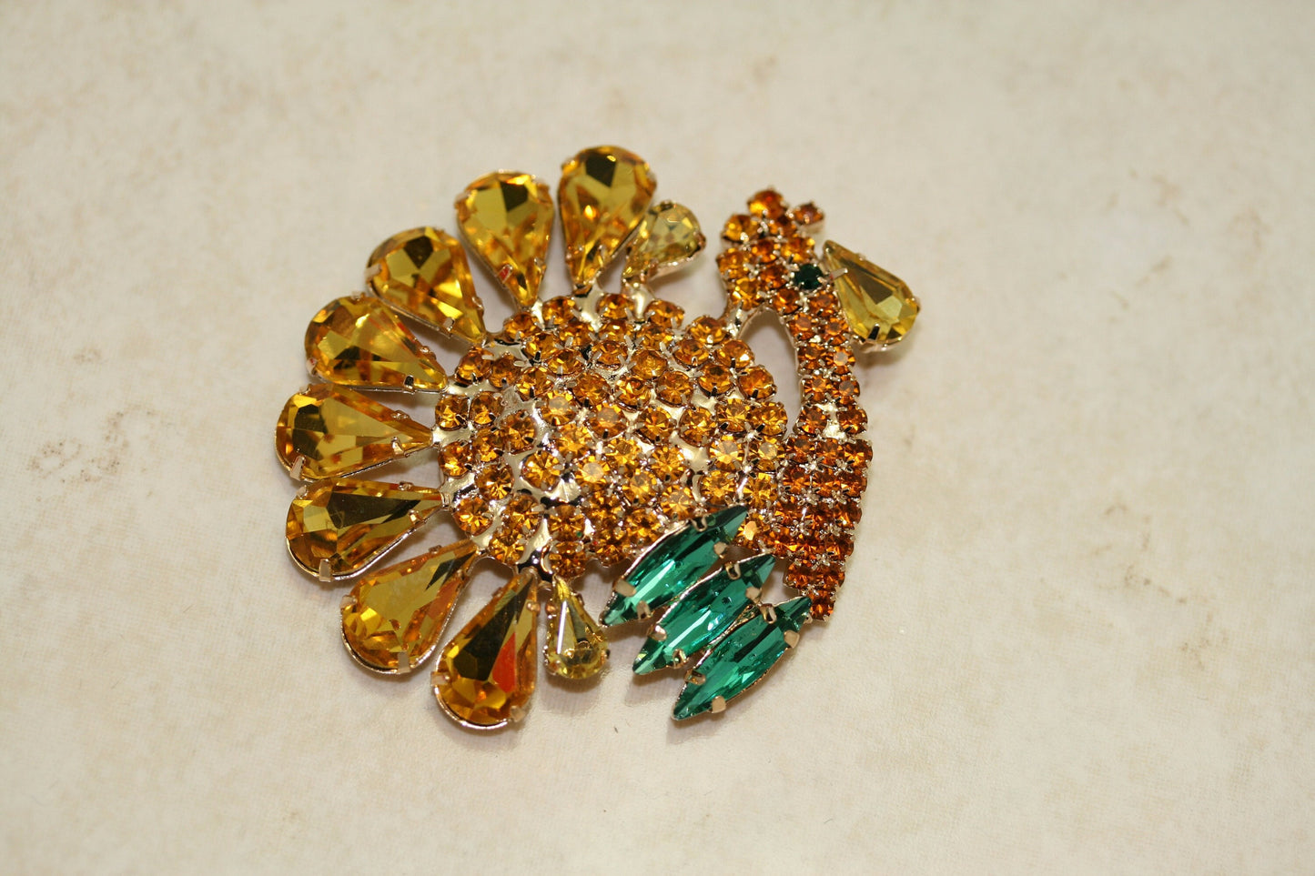 Rhinestone Thanksgiving Turkey Brooch Pin Fall Harvest Crystal Animal Jewelry