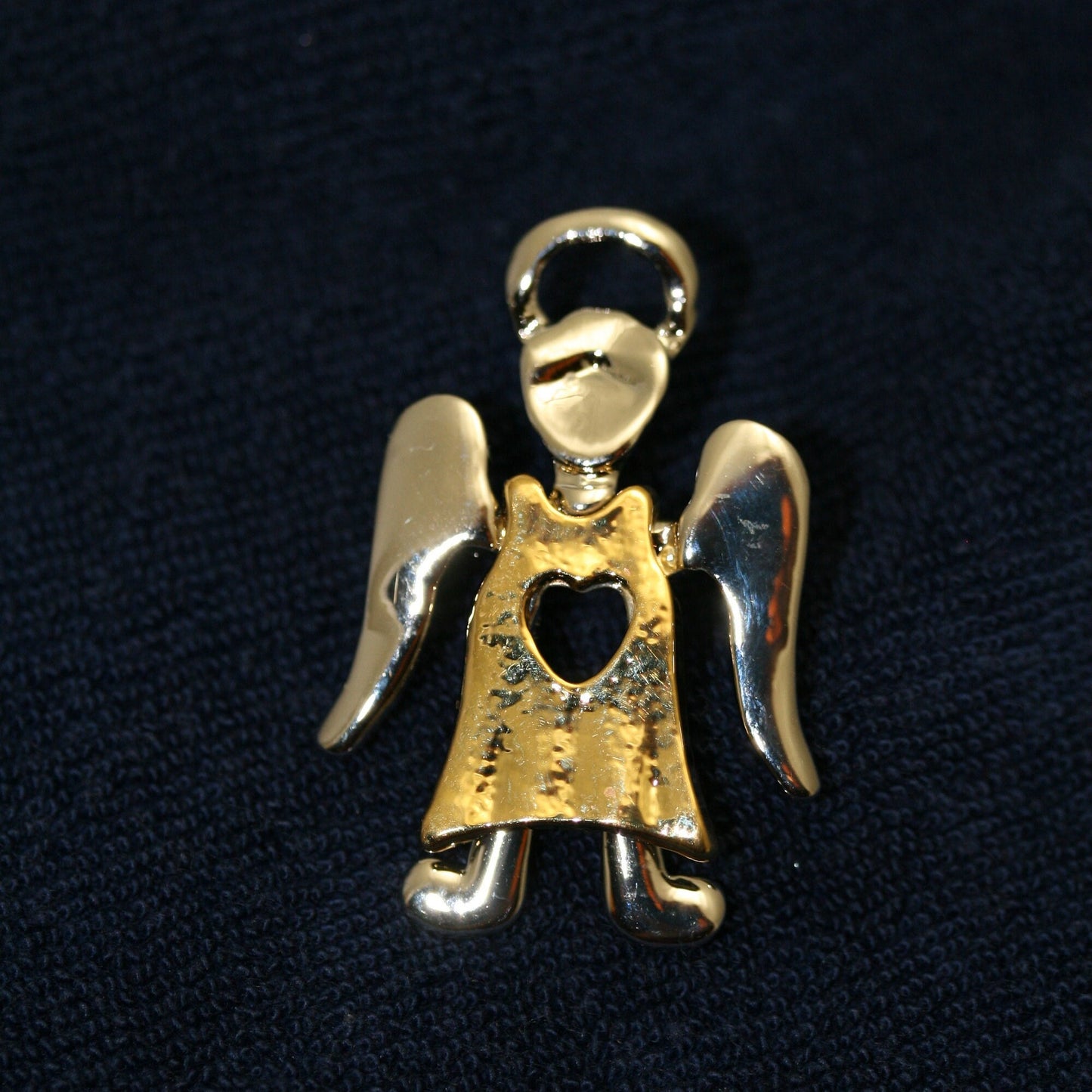 Two Tone Angel Brooch In Vintage Designer, Religious Pin, Choir Angel, Christmas Angel Costume Jewelry