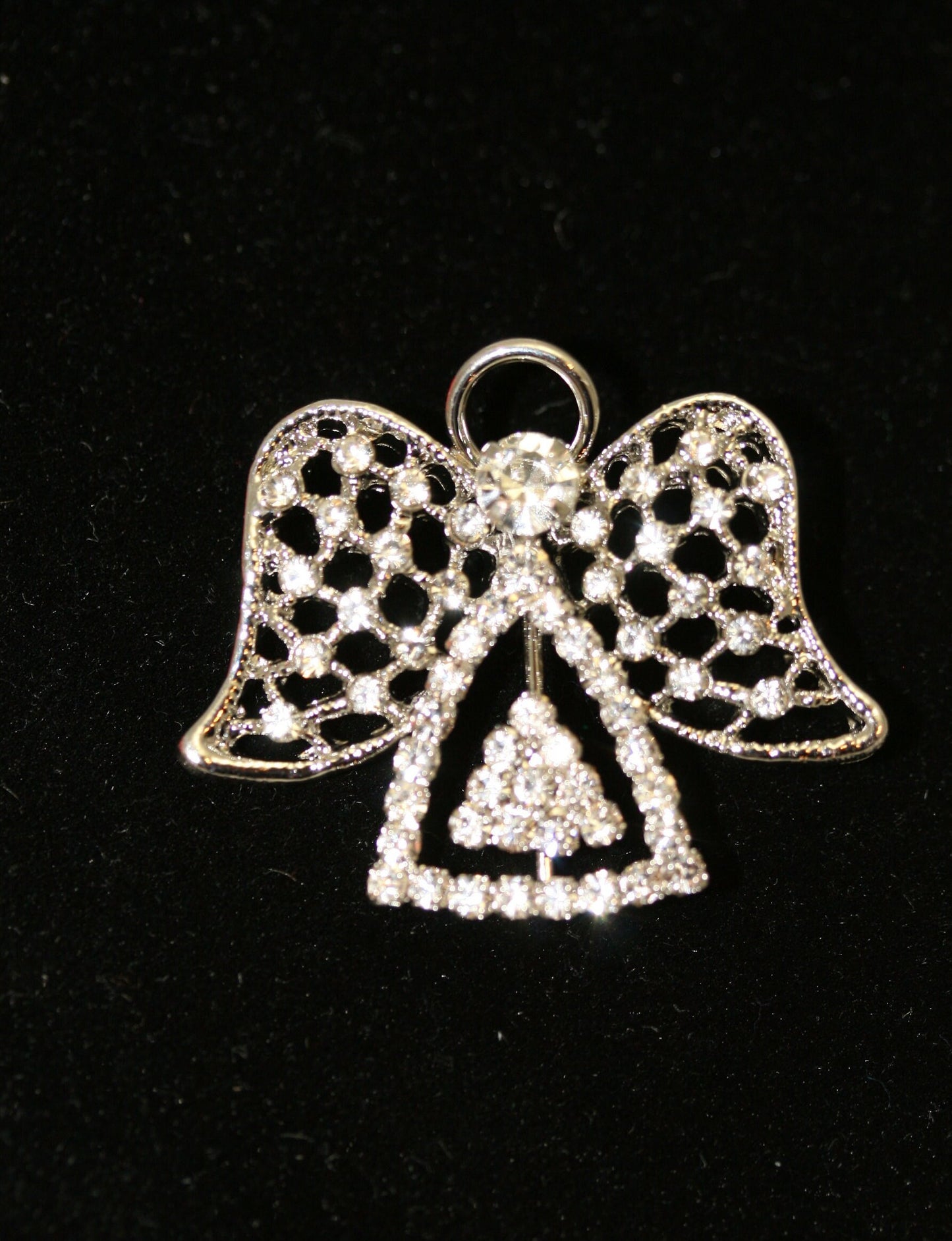 Vintage rhinestone angel pin brooch, heavenly angel pin, Christmas Jewelry, angel jewelry