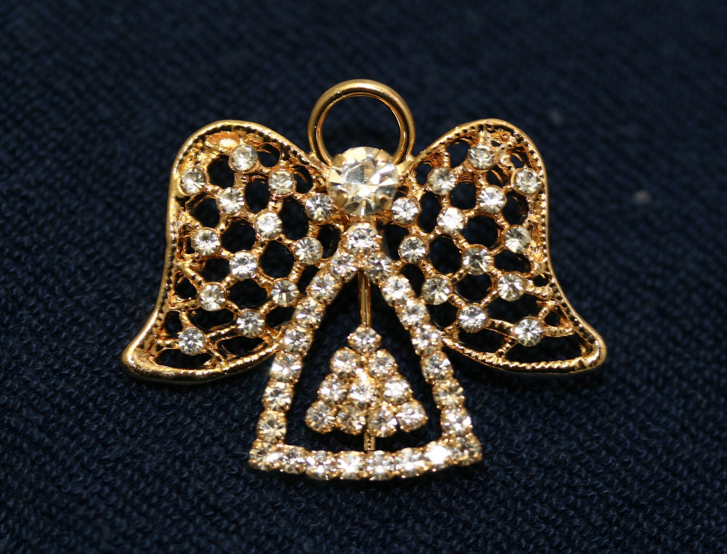 Vintage rhinestone angel pin brooch, heavenly angel pin, Christmas Jewelry, angel jewelry