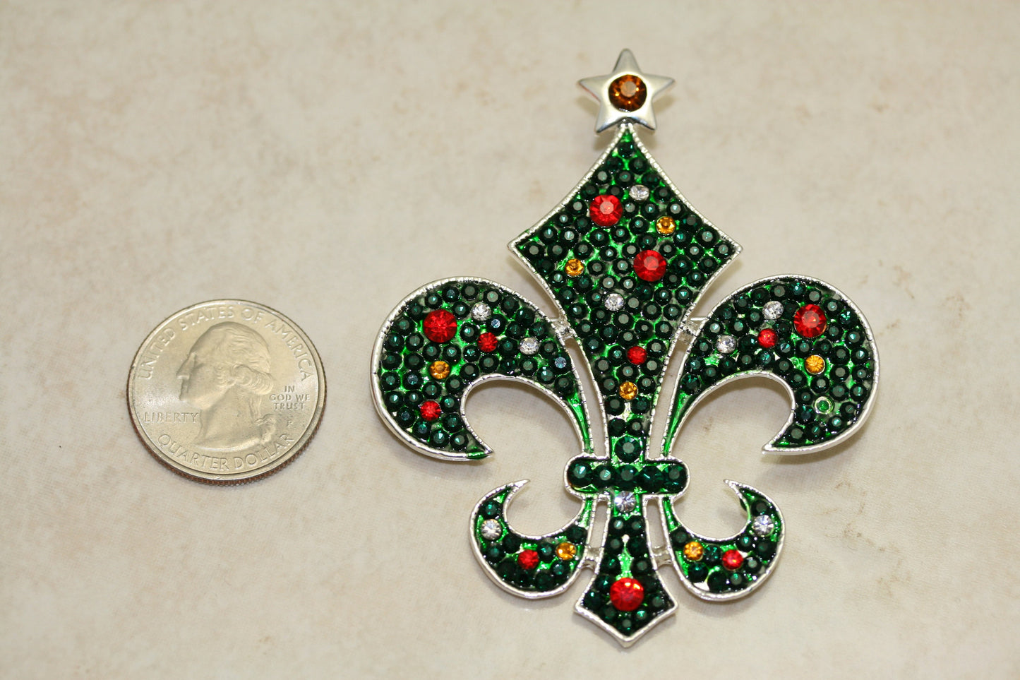 Rhinestones Fleur de Lis Brooch, France Fleur De Lis Pendant, Crystal French Fleur De Lis Jewelry Gift, New Orleans Fleur De Lis Brooch