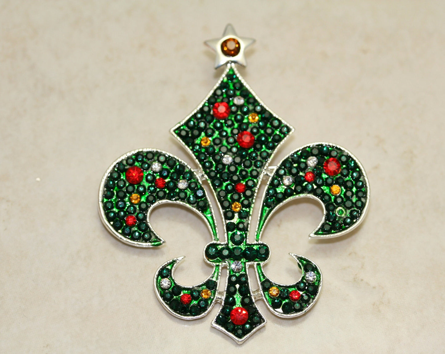 Rhinestones Fleur de Lis Brooch, France Fleur De Lis Pendant, Crystal French Fleur De Lis Jewelry Gift, New Orleans Fleur De Lis Brooch
