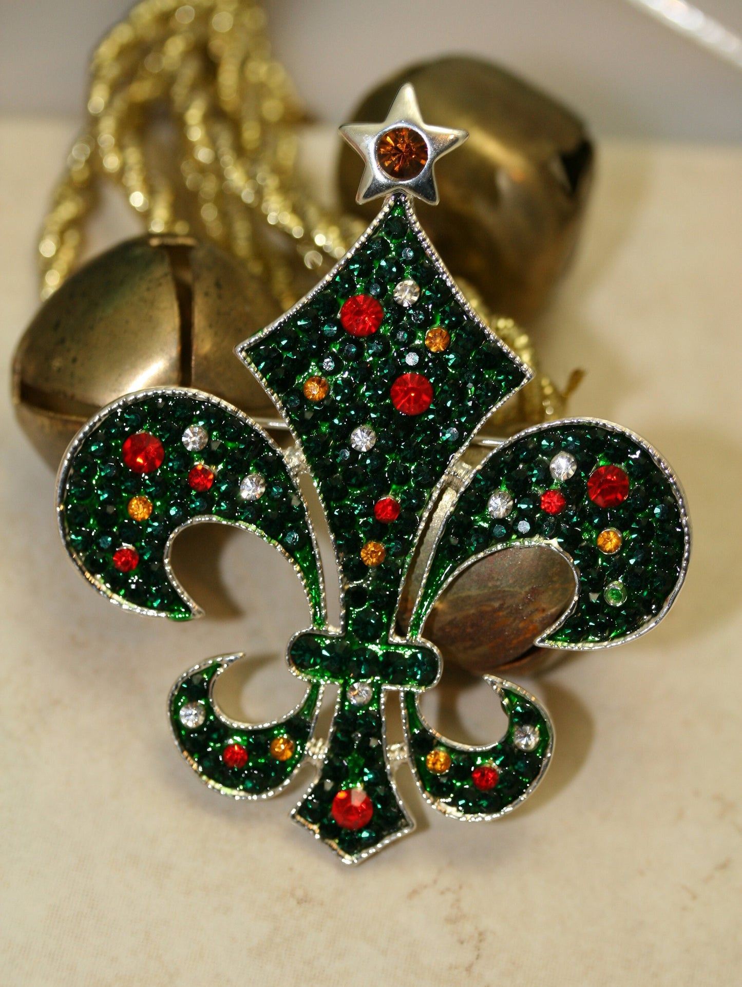 Rhinestones Fleur de Lis Brooch, France Fleur De Lis Pendant, Crystal French Fleur De Lis Jewelry Gift, New Orleans Fleur De Lis Brooch
