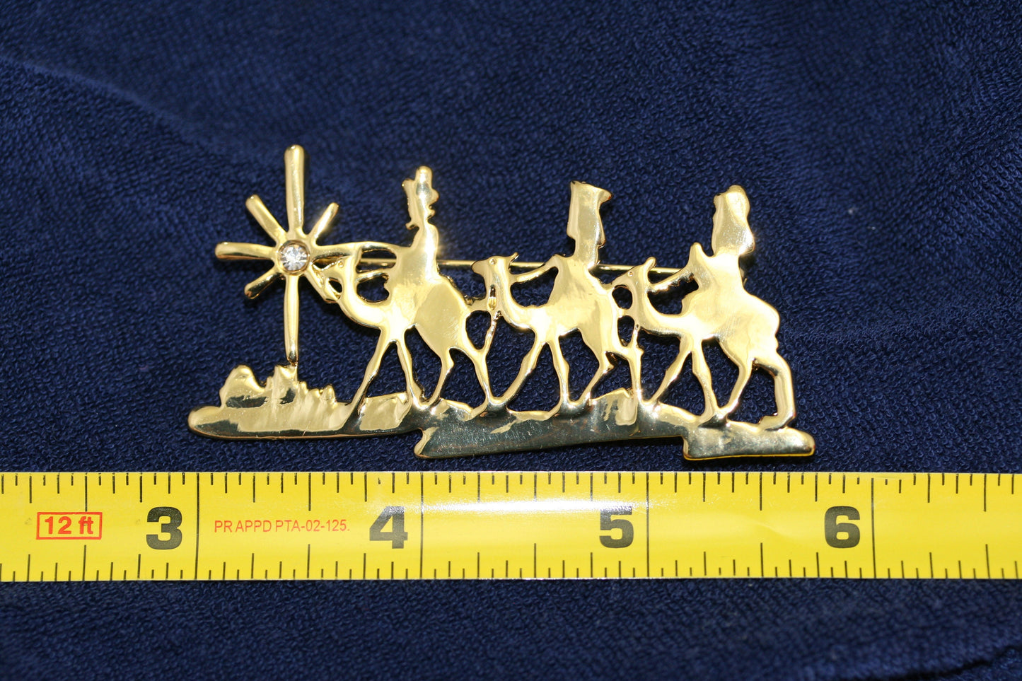 Vintage Gold Tone Three Wise Men Brooch Pin, Holiday Jewelry, Christmas Jewelry