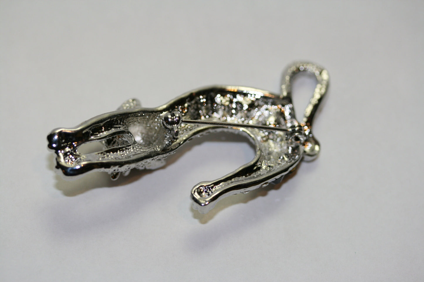 Cat brooch, Silver-Tone Black Rhinestone Cat Pin, Halloween Cat Jewelry
