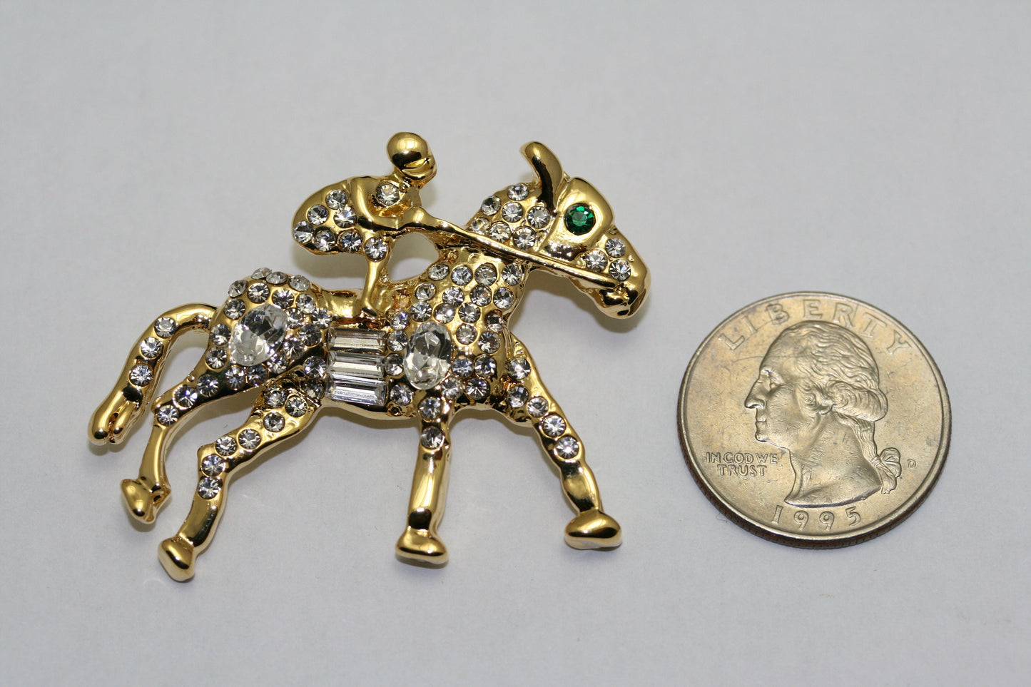 Vintage Kentucky Derby Racing Horse Jockey Pin Brooch, Rhinestone Jewelry, Equestrian Horses Kentucky Derby