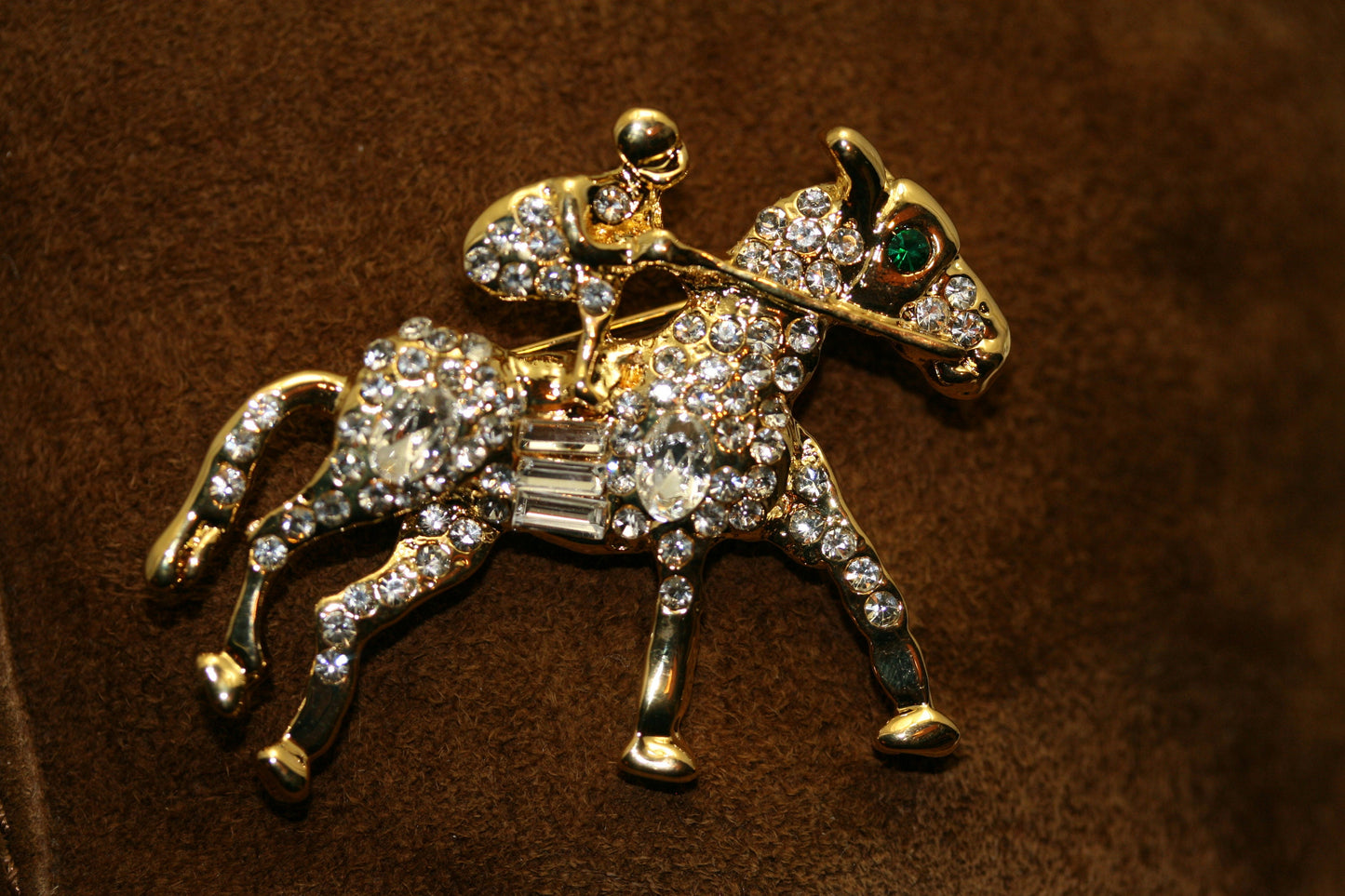Vintage Kentucky Derby Racing Horse Jockey Pin Brooch, Rhinestone Jewelry, Equestrian Horses Kentucky Derby