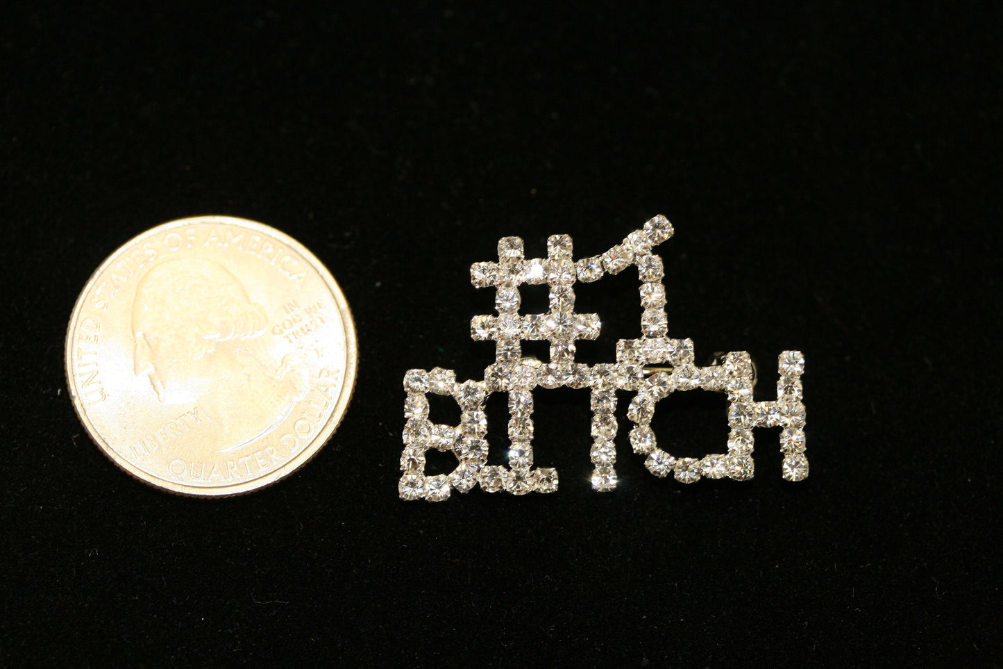 Shining Silver Color Rhinestones Brooch Jewelry "#1 BITCH" Word Pin for Women