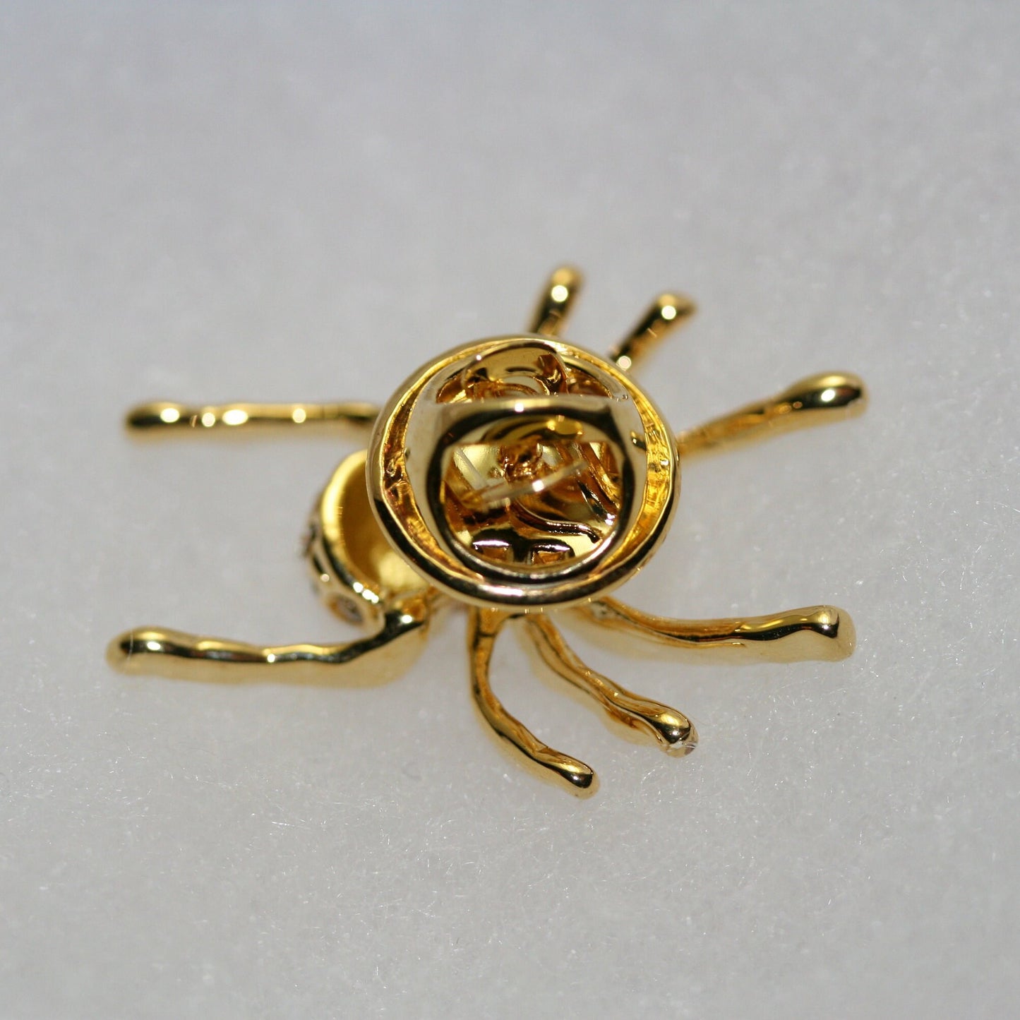Halloween Spider tack pin , Rhinestones pave and gold tone insect Brooch Pin