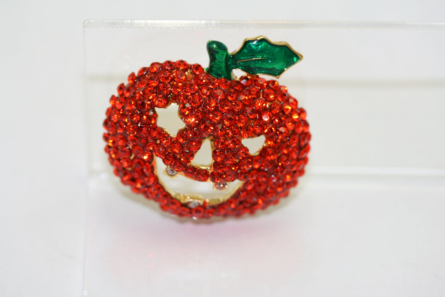 Fashion Orange Rhinestone Pumpkin Pin Gold Plated Brooches Christmas & Halloween Gift Jewelry