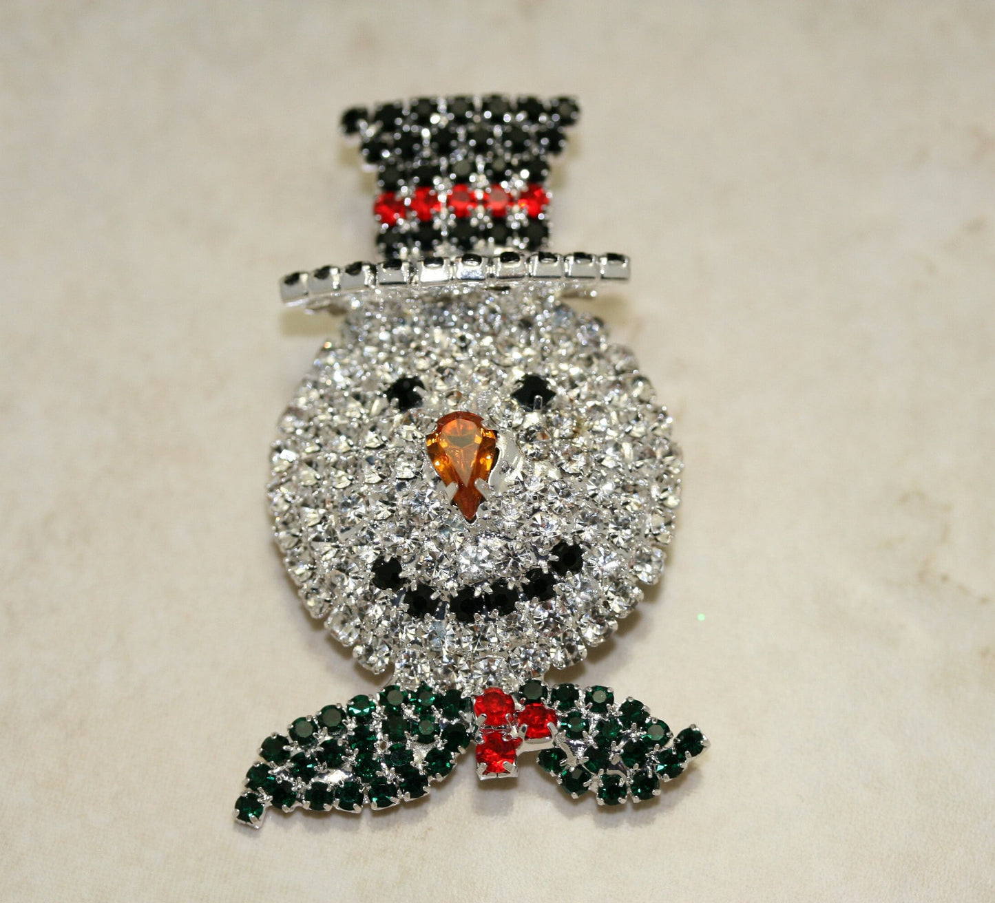 Crystal Snowman Pin All Rhinestone Christmas Prong-setting Snowman Pin Brooch, Christmas Holiday Jewelry