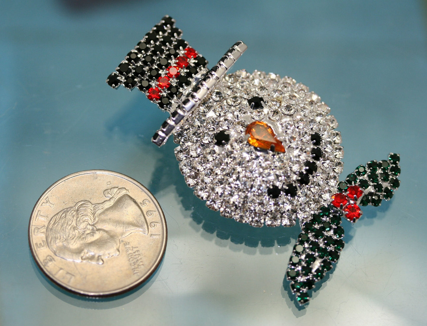 Crystal Snowman Pin All Rhinestone Christmas Prong-setting Snowman Pin Brooch, Christmas Holiday Jewelry