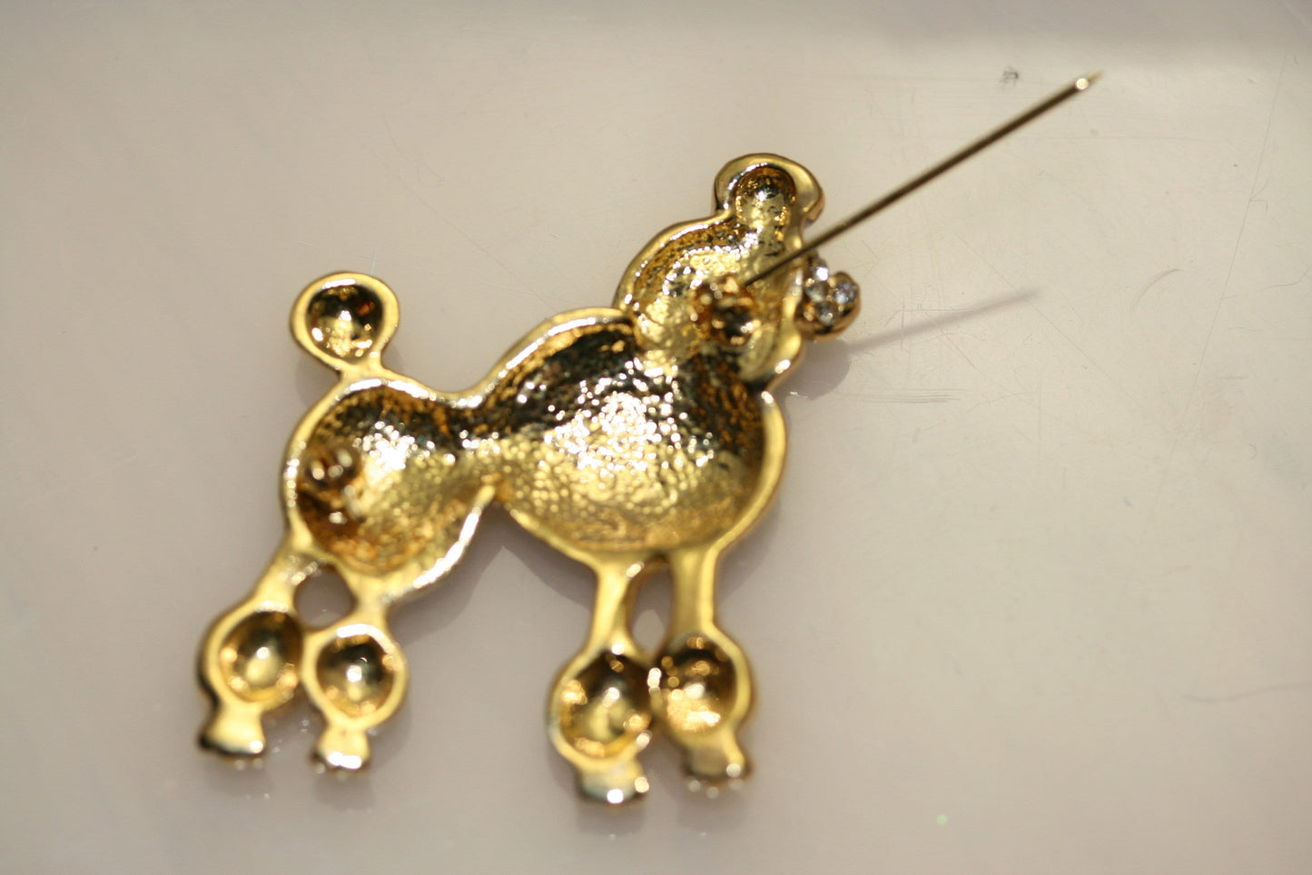 Rhinestone Posh Poodle Dog Brooch Crystal Dog pin