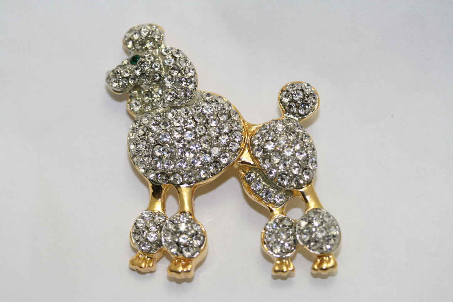 Rhinestone Posh Poodle Dog Brooch Crystal Dog pin