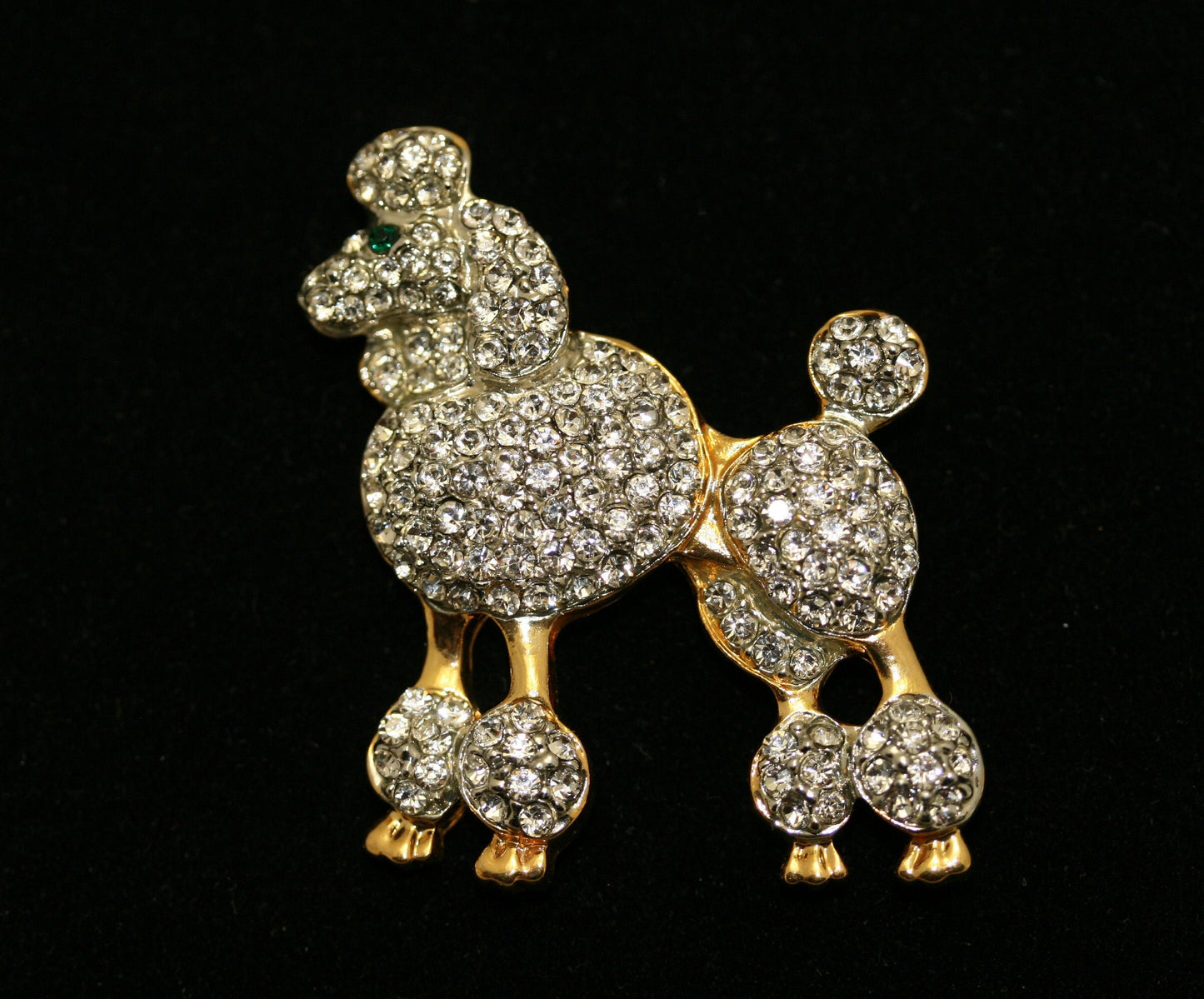 Rhinestone Posh Poodle Dog Brooch Crystal Dog pin