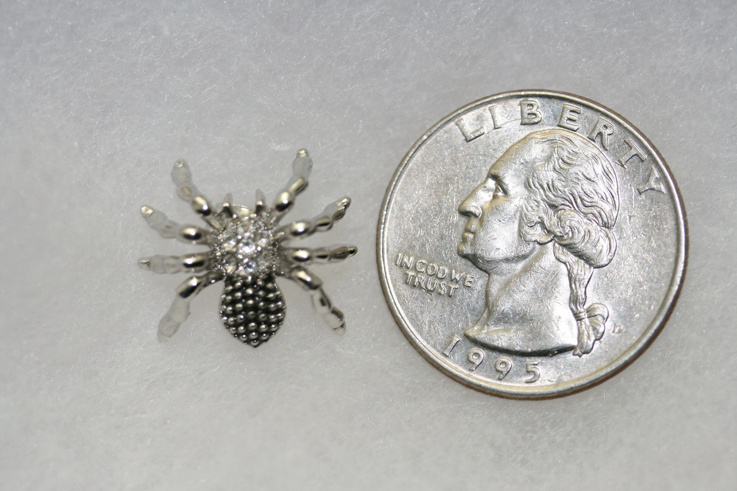 Halloween Insect Silver Tone Metal with Rhinestones Spider Charms Necklace And Earring Jewelry Set