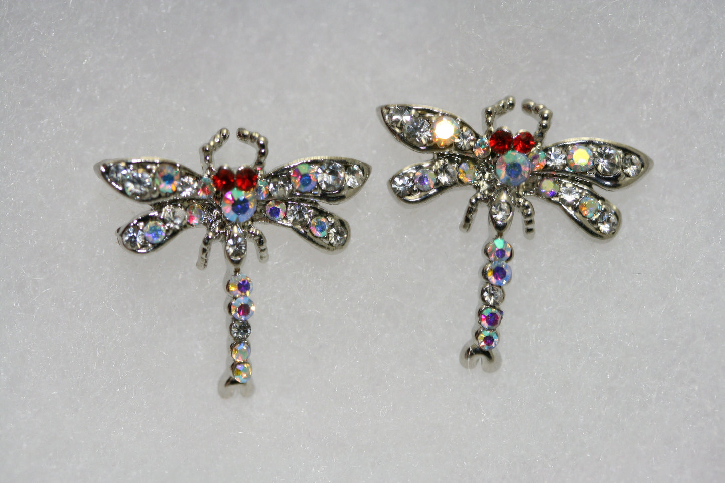 Insect Jewelry Sets for Bride Silver Dragonfly Pendant Necklace Rhinestone Post Earrings for Women