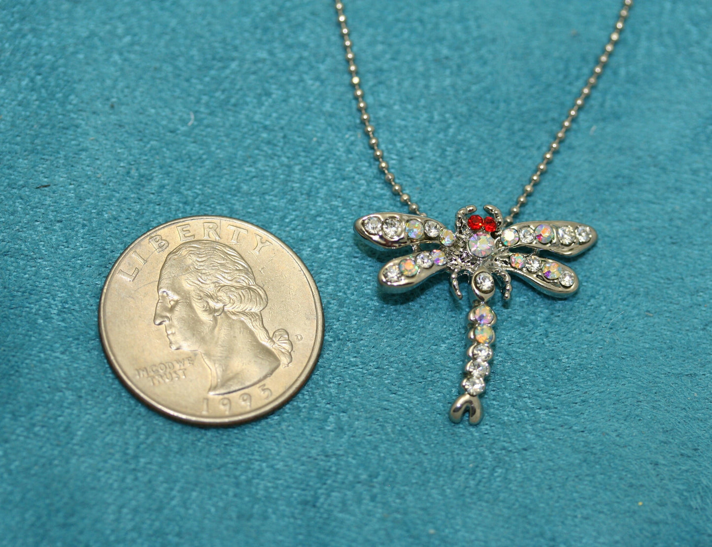 Insect Jewelry Sets for Bride Silver Dragonfly Pendant Necklace Rhinestone Post Earrings for Women