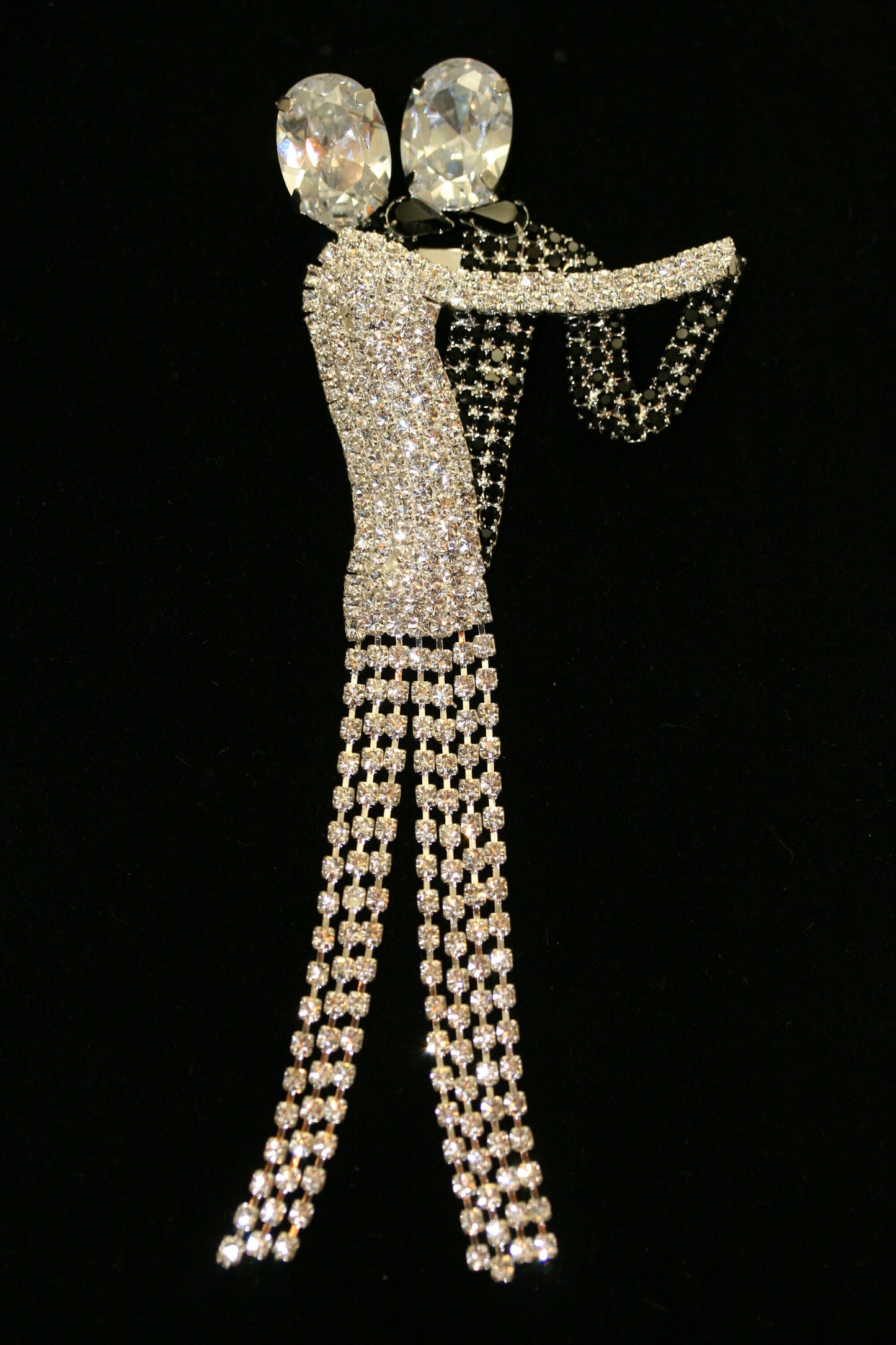 Ballroom Dancers Pin CZECH-style Rhinestones Dancing Couple Dancers Brooch Waltzing Art Deco