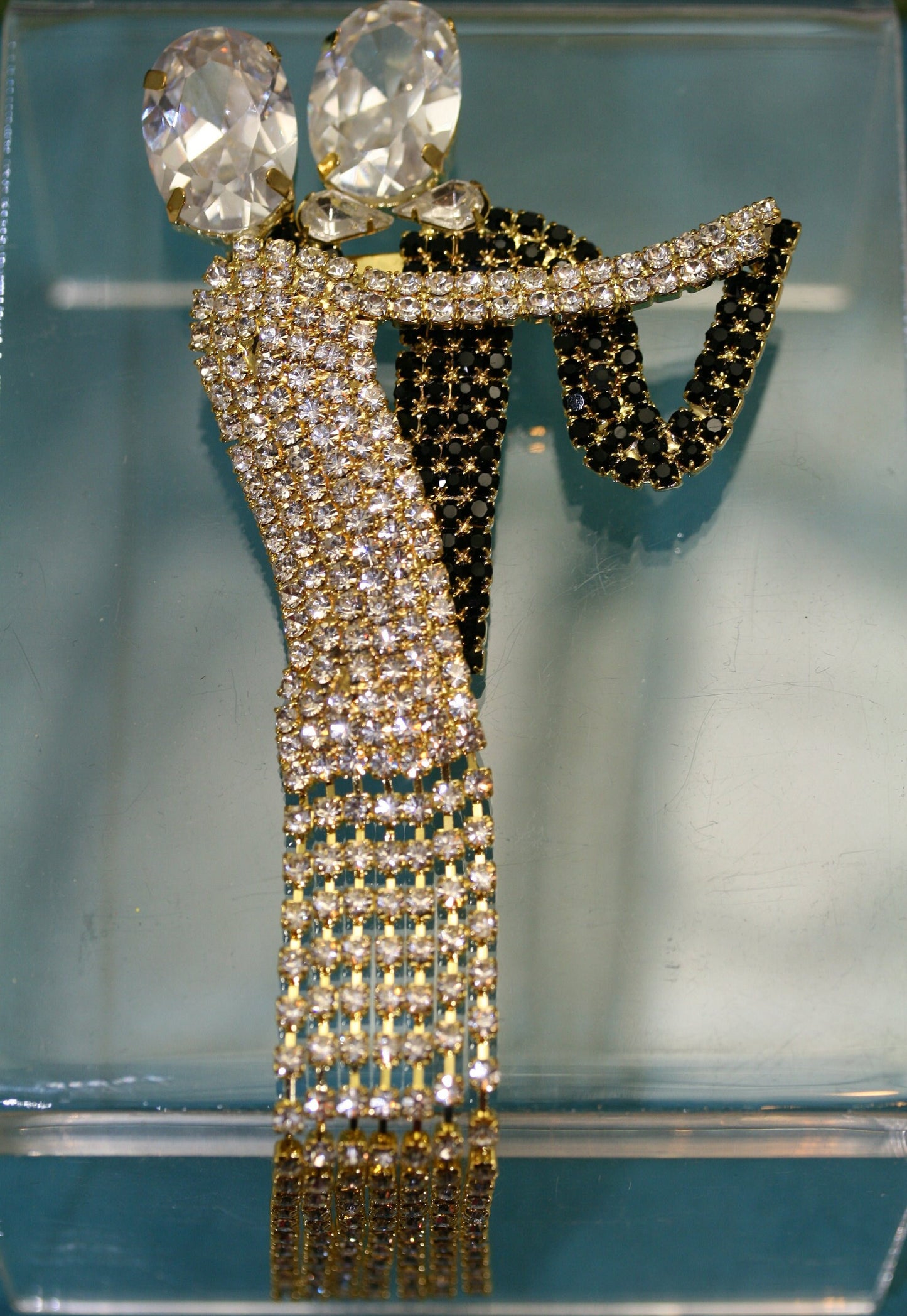 Ballroom Dancers Pin CZECH-style Rhinestones Dancing Couple Dancers Brooch Waltzing Art Deco