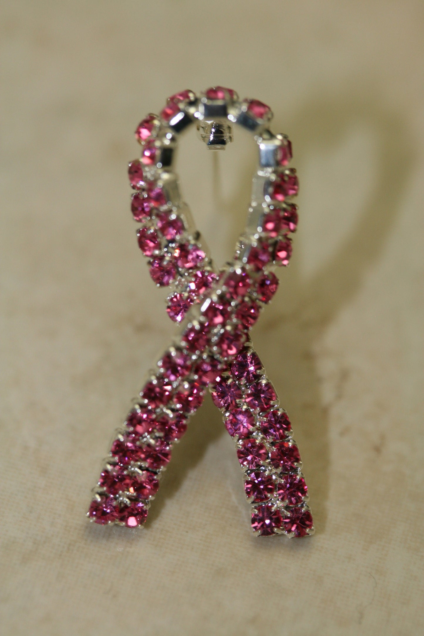 Pink Ribbon Breast Cancer Awareness Pin Brooch Pink Rhinestones Jewelry
