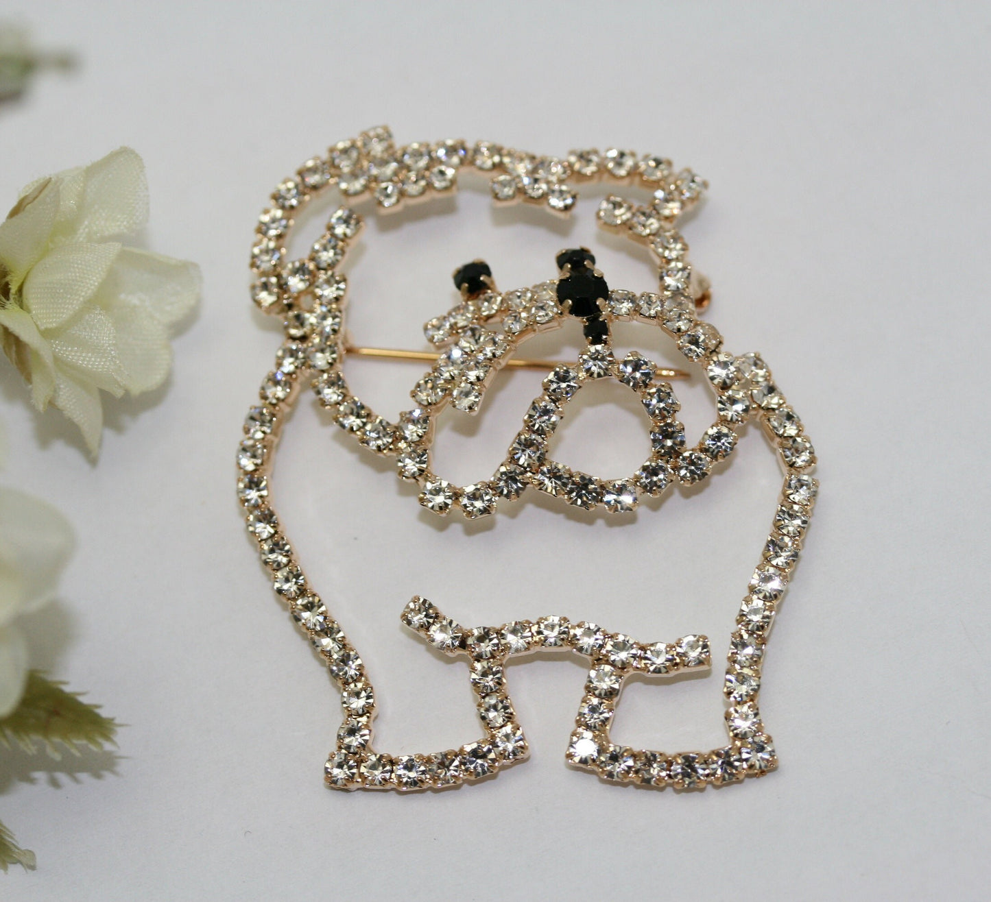 Vintage Costume Bulldog Dog Puppy prong set Georgia Mascot dog brooch pin, Animal Dog Jewelry