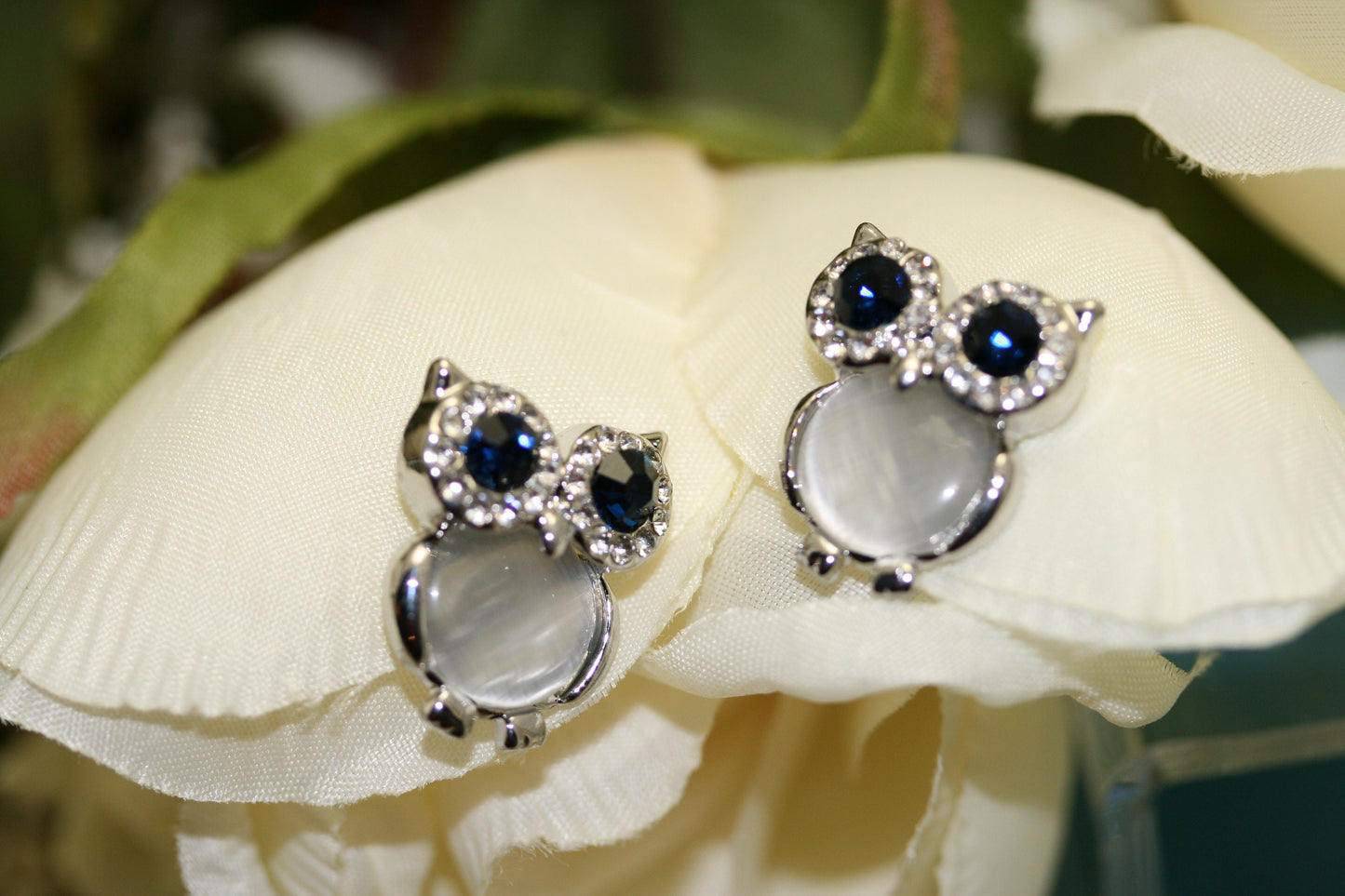 Rhinestone Owl ear Stud Crystal owl Piercing Earrings cute animal owl earrings Fashion Women Girls Lady earrings