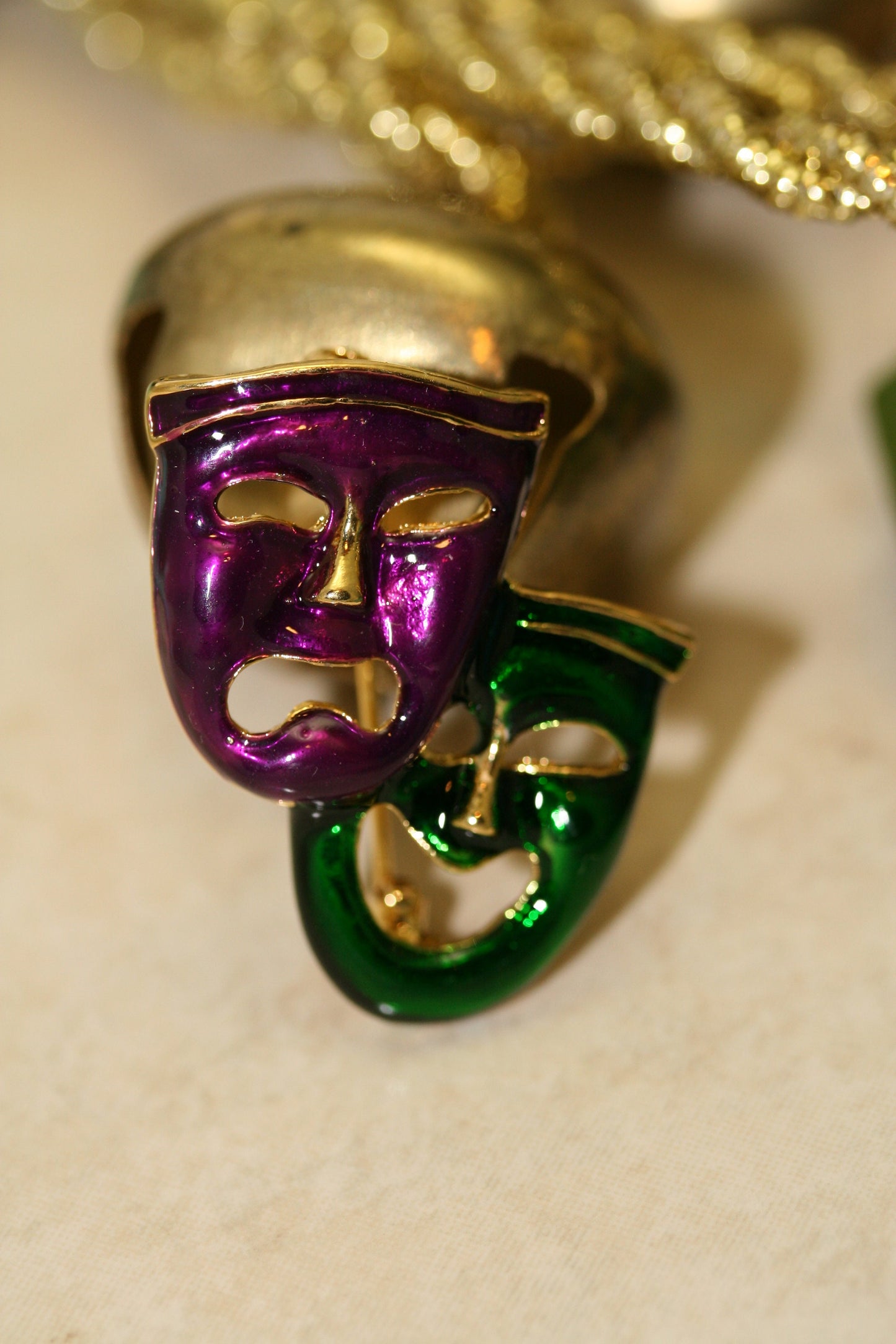 Vintage Comedy Tragedy Broach, Mardi Gras Fashion Jewelry, theater pin, Mardi Gras