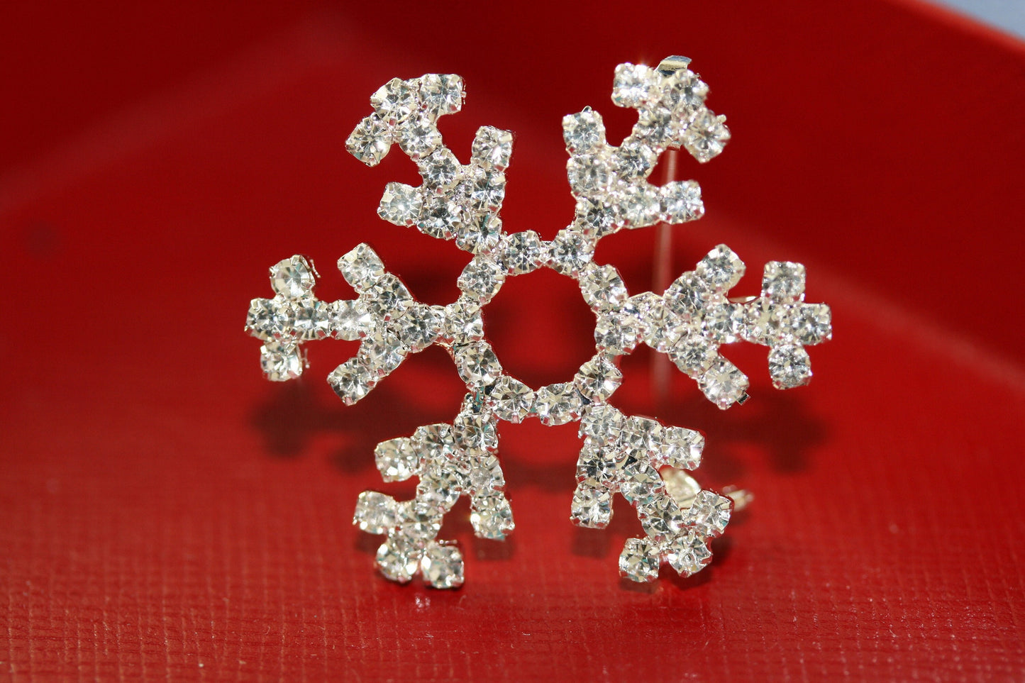 Rhinestone Winter Snowflake Brooch Pin OR Pendant, Christmas Fashion Jewelry Gift