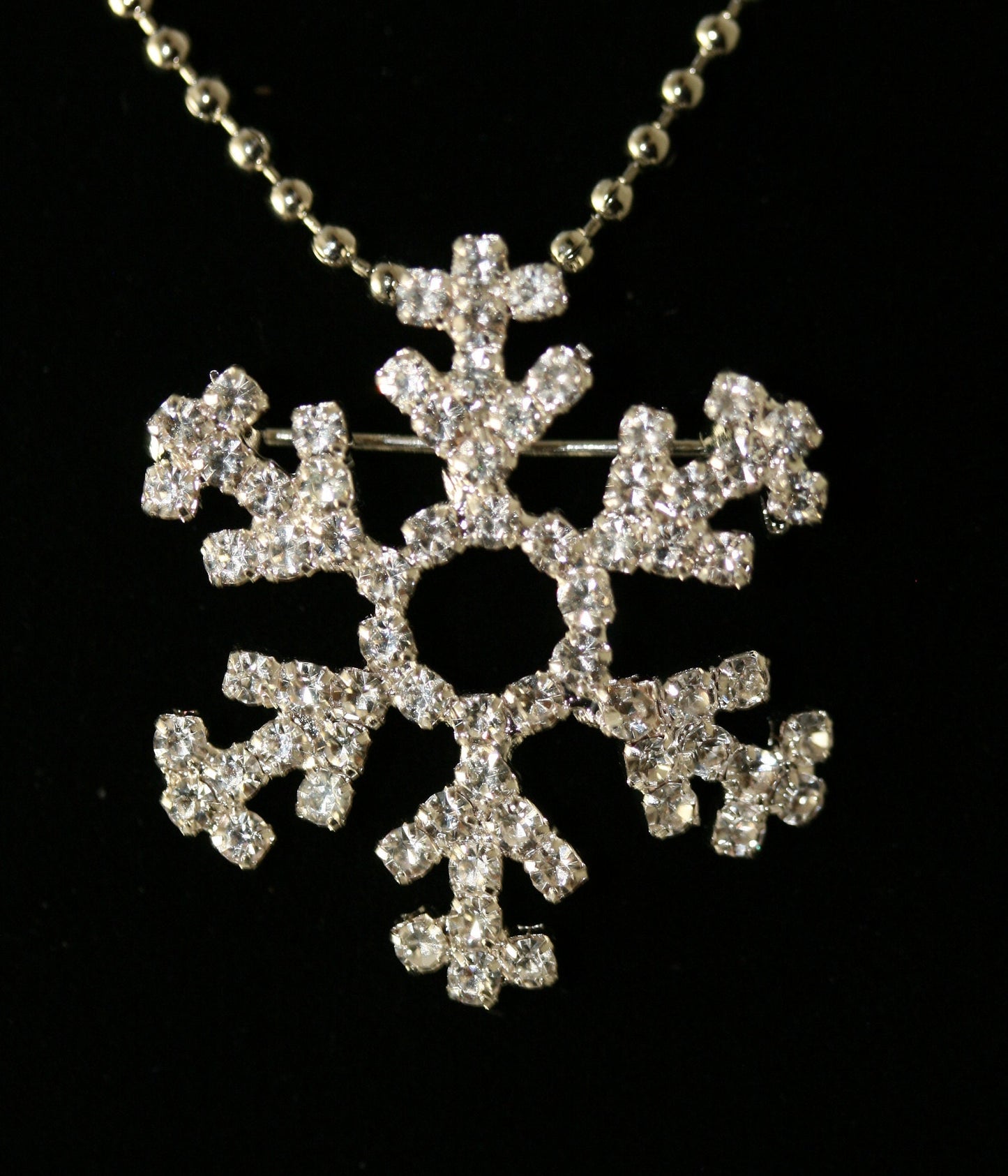Rhinestone Winter Snowflake Brooch Pin OR Pendant, Christmas Fashion Jewelry Gift