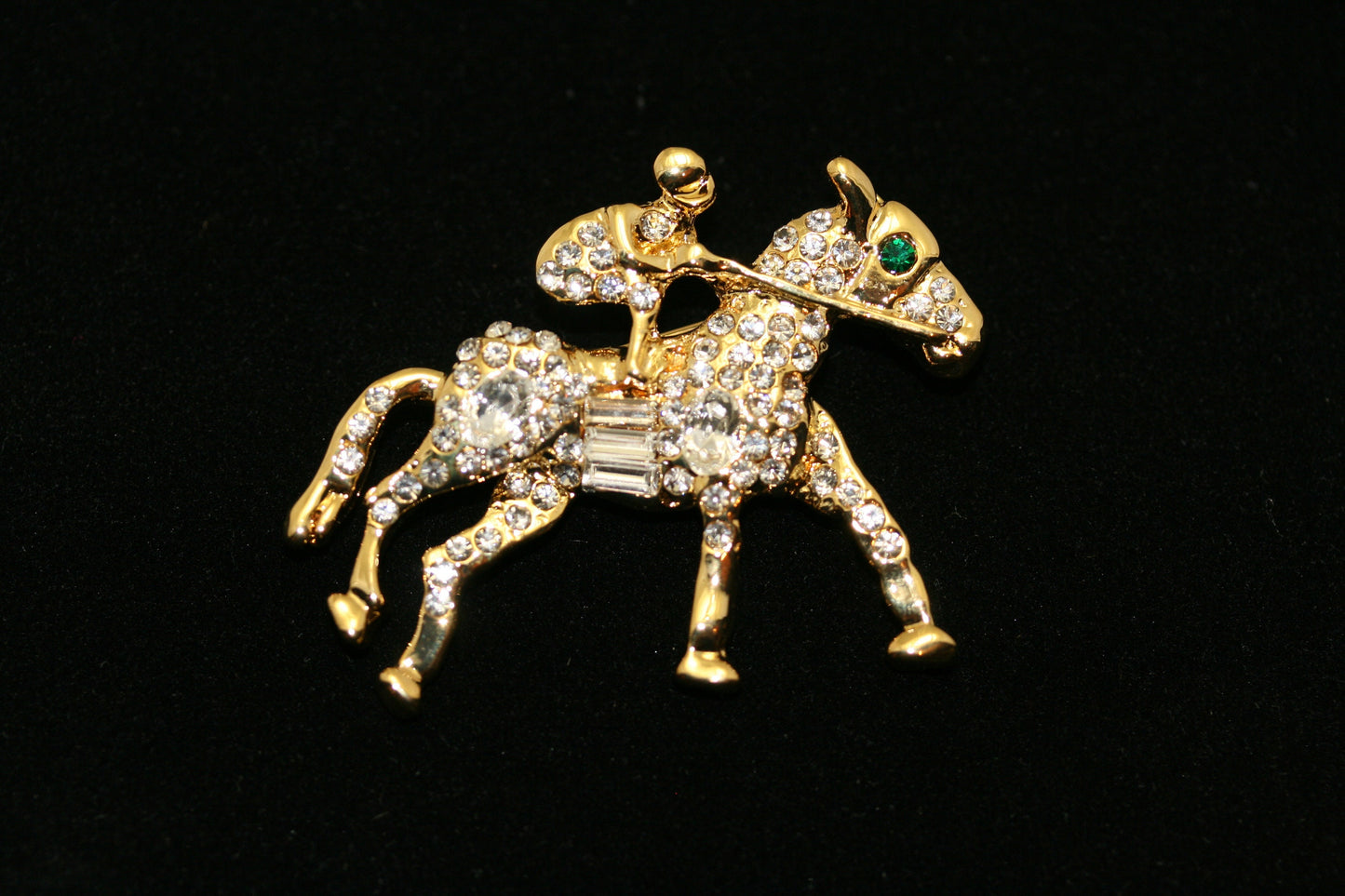 Vintage Kentucky Derby Racing Horse Jockey Pin Brooch, Rhinestone Jewelry, Equestrian Horses Kentucky Derby