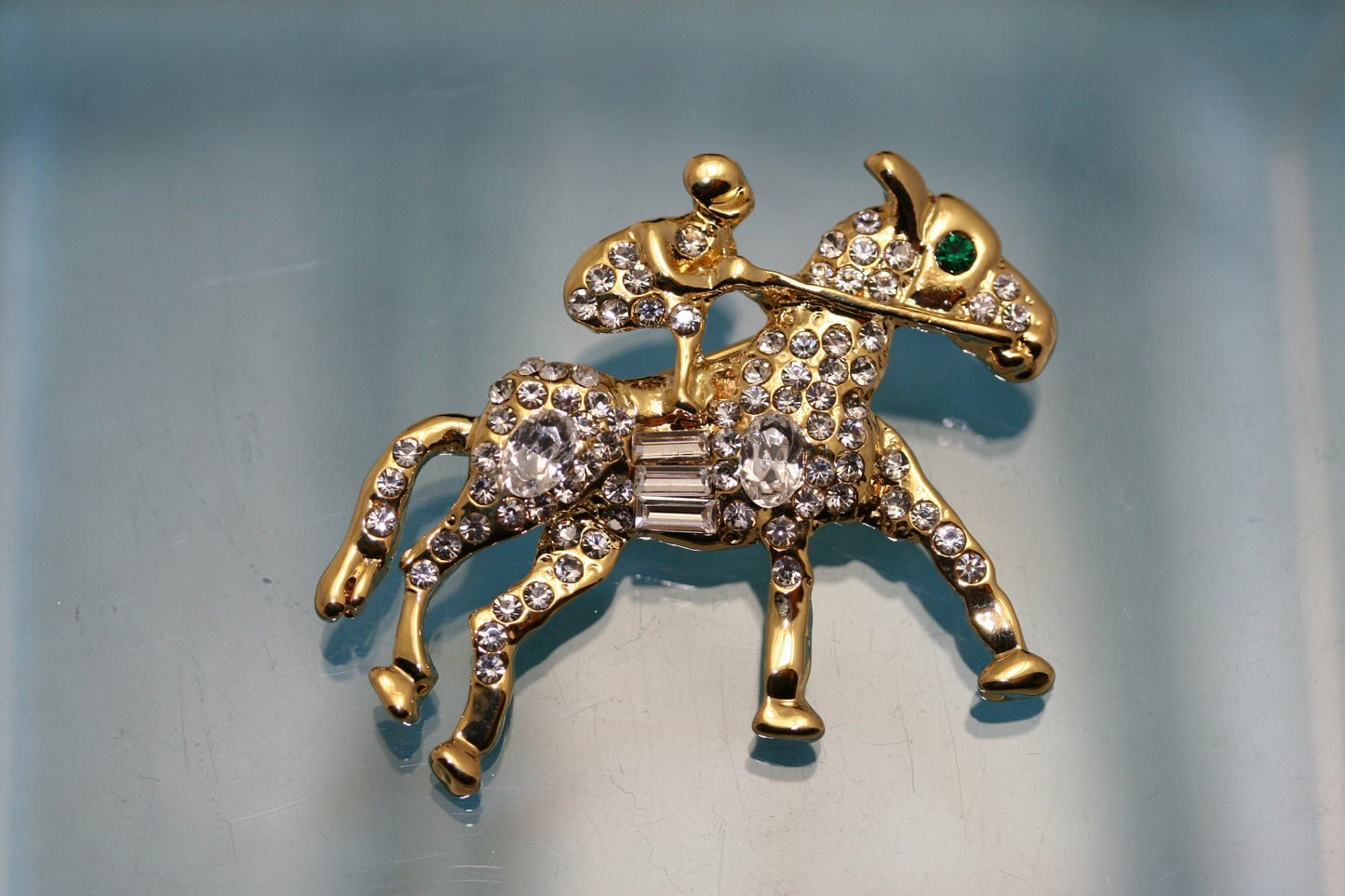 Vintage Kentucky Derby Racing Horse Jockey Pin Brooch, Rhinestone Jewelry, Equestrian Horses Kentucky Derby