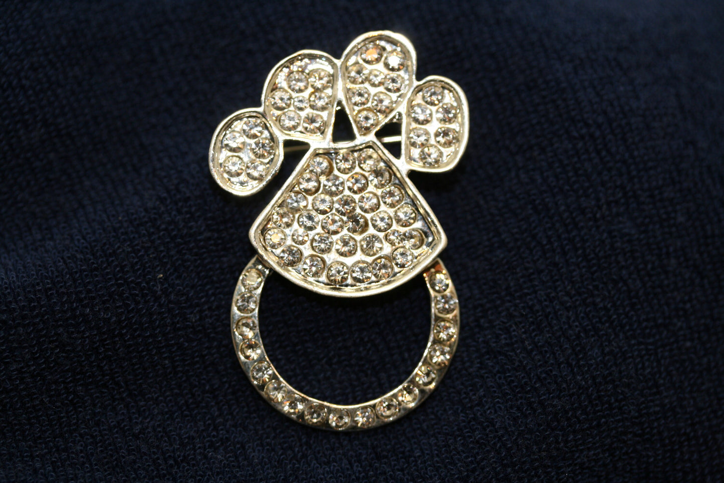 Silver-Tone Eyeglass Holder Pin Brooch, Rhinestone Dog Paw Print Brooch Pin, Dog Paw Eyeglass Holder