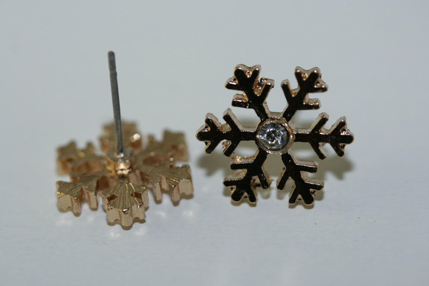 Rhinestone Snowflake earrings, Winter Ear Studs, Snow Earrings, Holiday Snowflake Jewelry, Christmas gifts, Sold as a pair